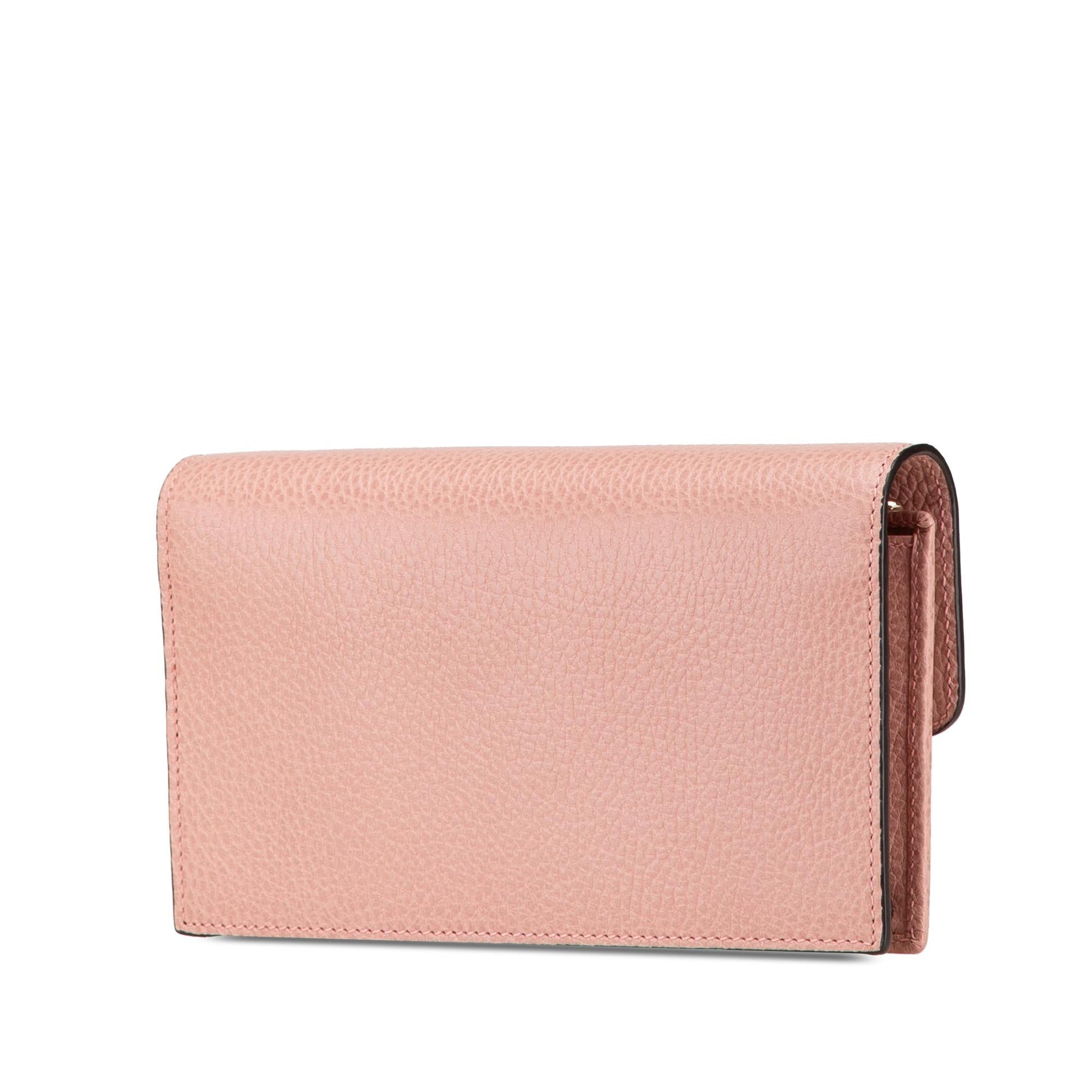 Gucci Interlocking G Dollar Wallet on Calf Pink Chain Crossbody Bag