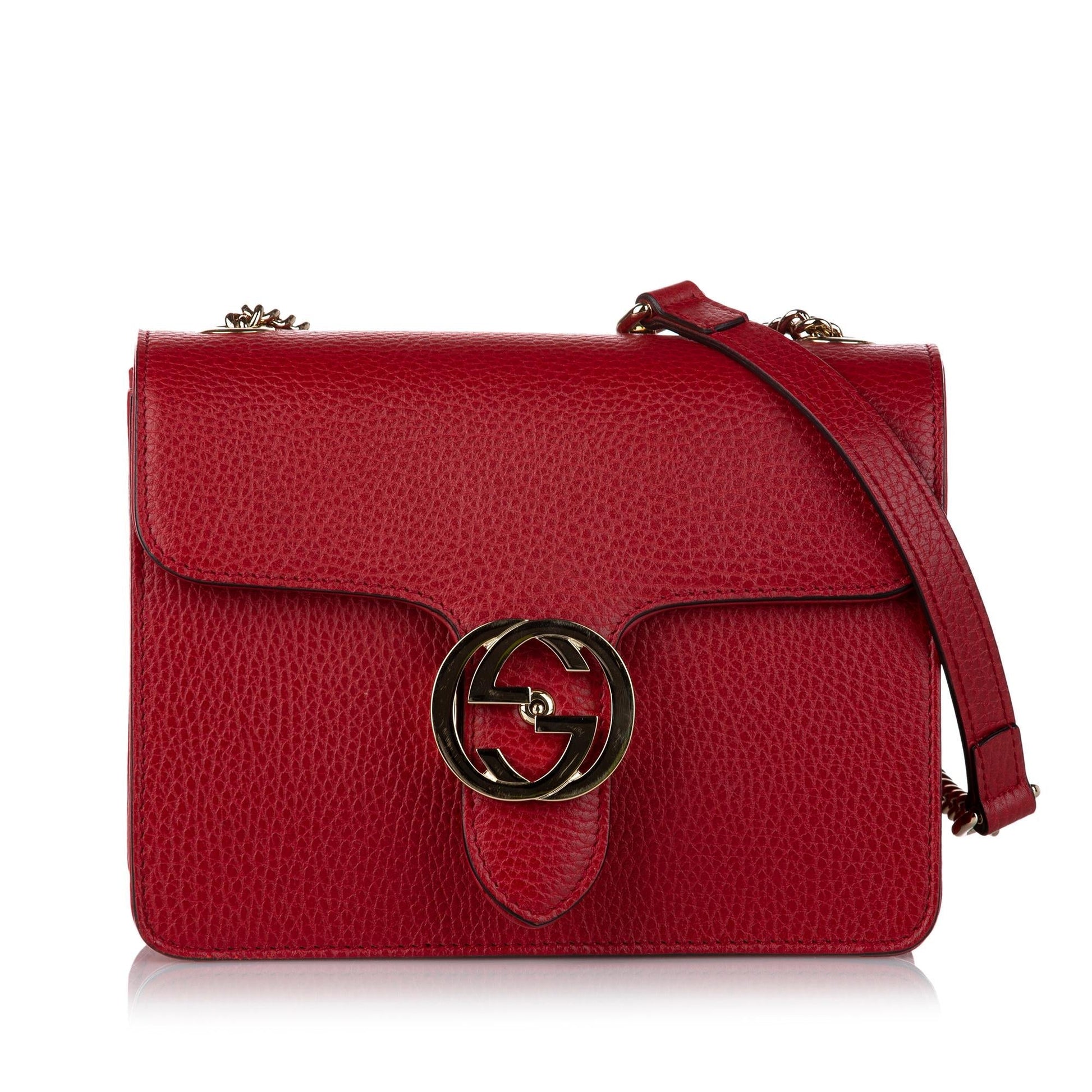 Gucci Interlocking G SHG Leather Calf Red Crossbody Bag