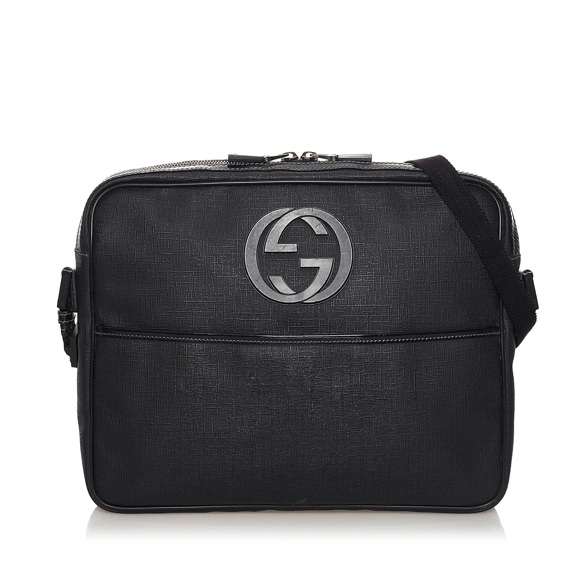 Gucci Interlocking G SHG Leather Calf Black Crossbody Bag