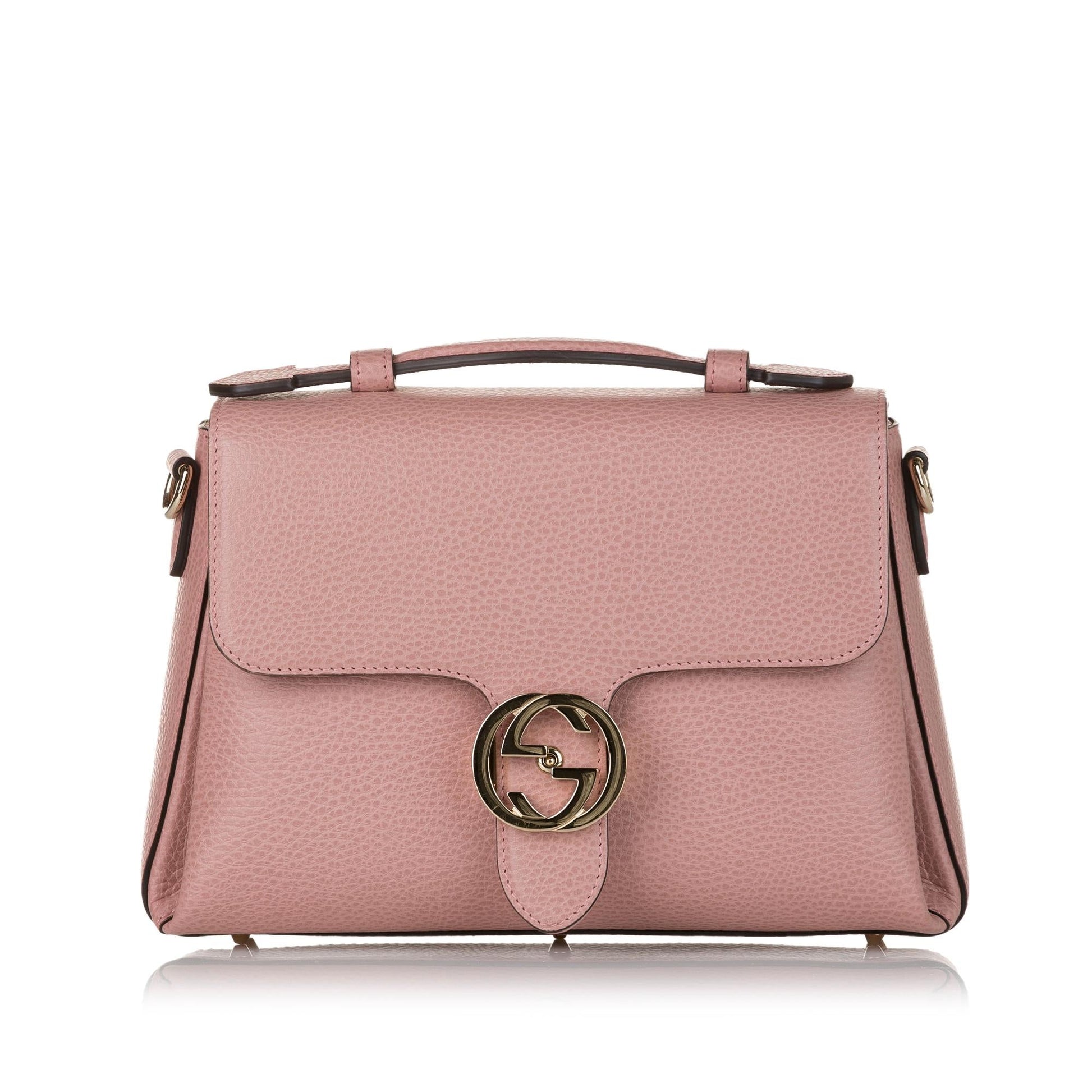 Gucci Interlocking G SHG Leather Calf Pink Satchel Bag