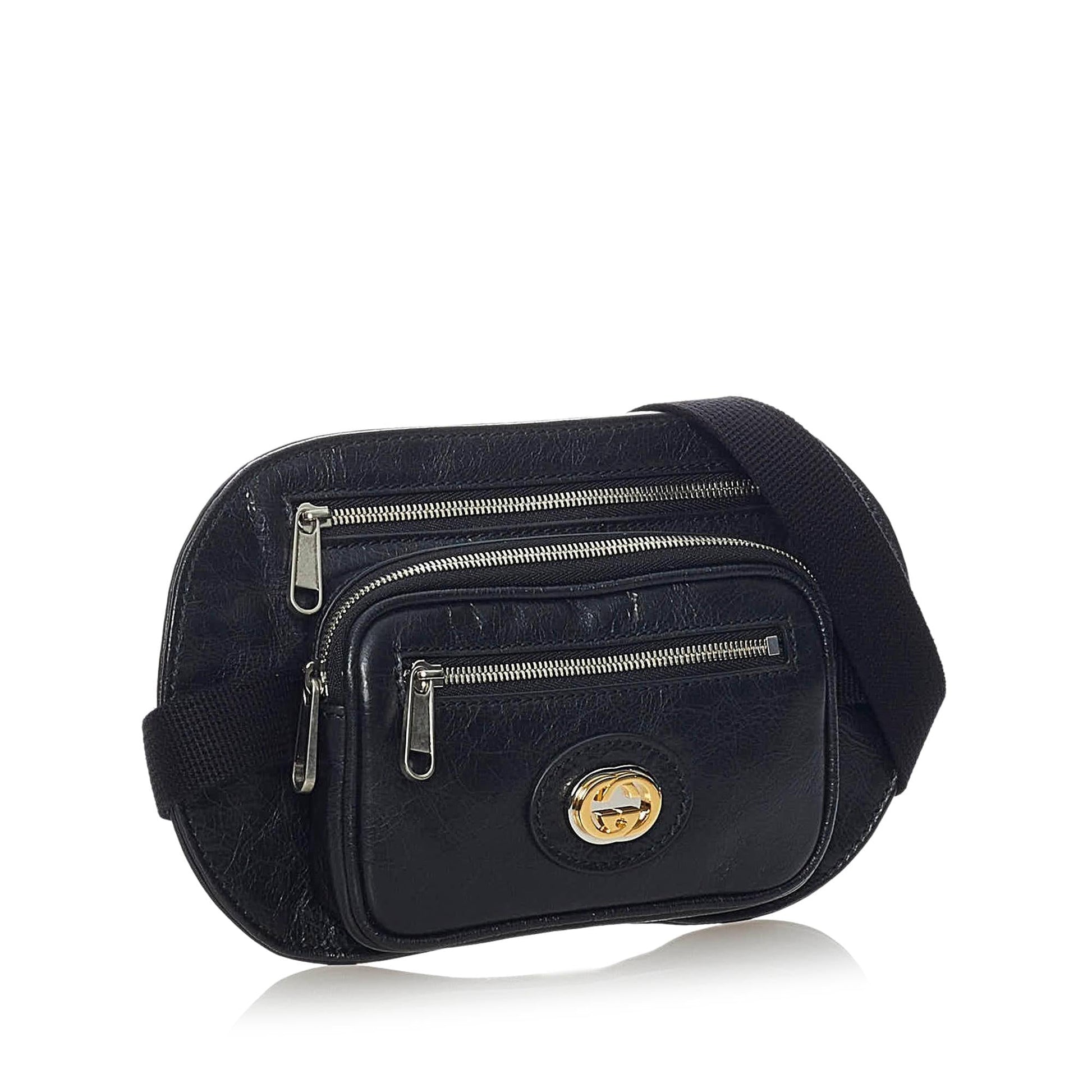 Gucci Interlocking G Morpheus Belt SHG Leather Calf Black Accessory