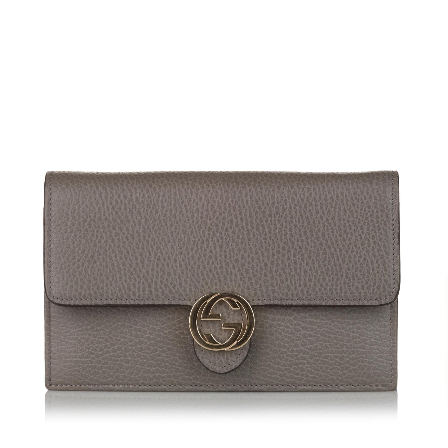 Gucci Interlocking G Wallet On 4 Calf Grey Chain Crossbody Bag