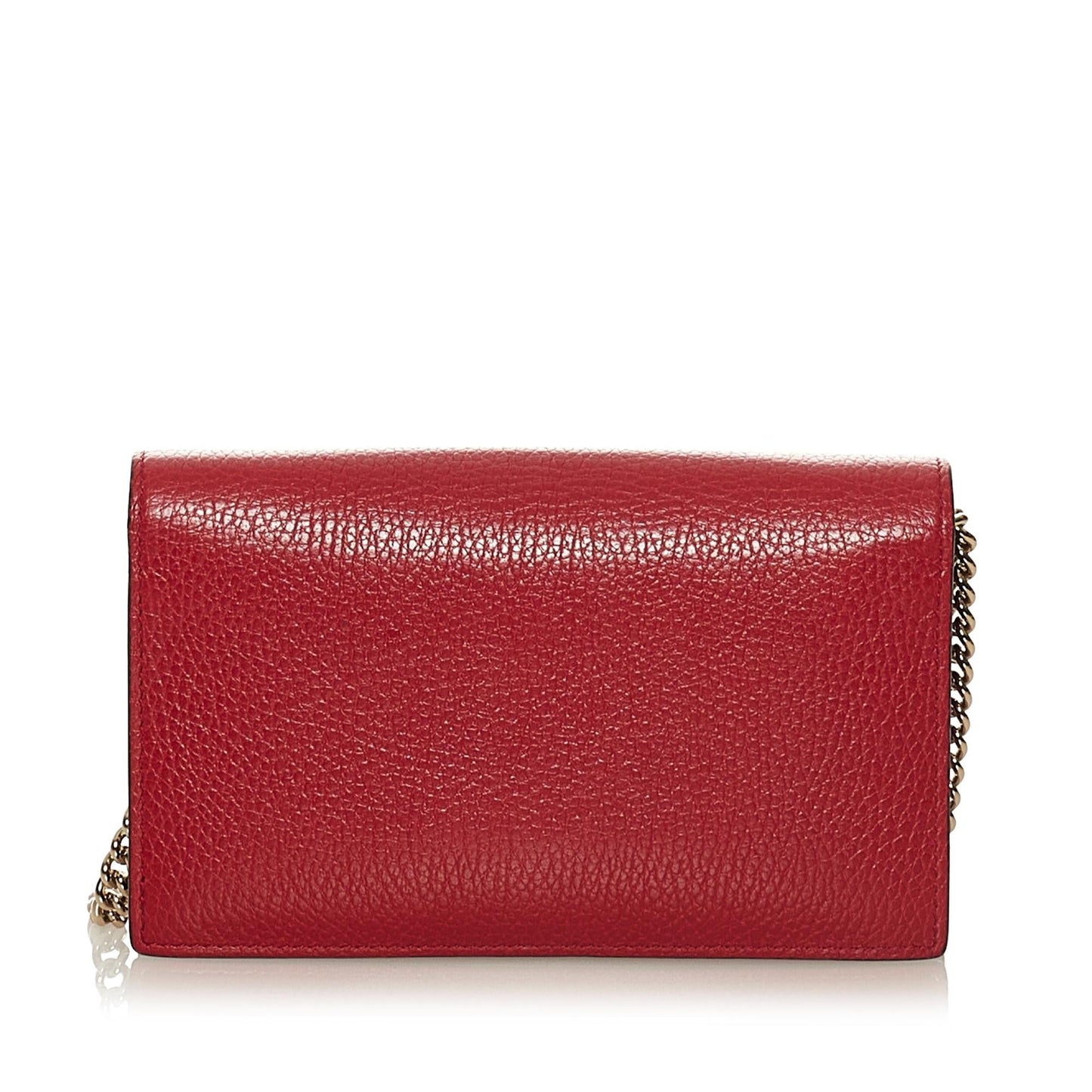 Gucci Interlocking G Wallet On SHG Calf Red Chain Crossbody Bag Chain Shg