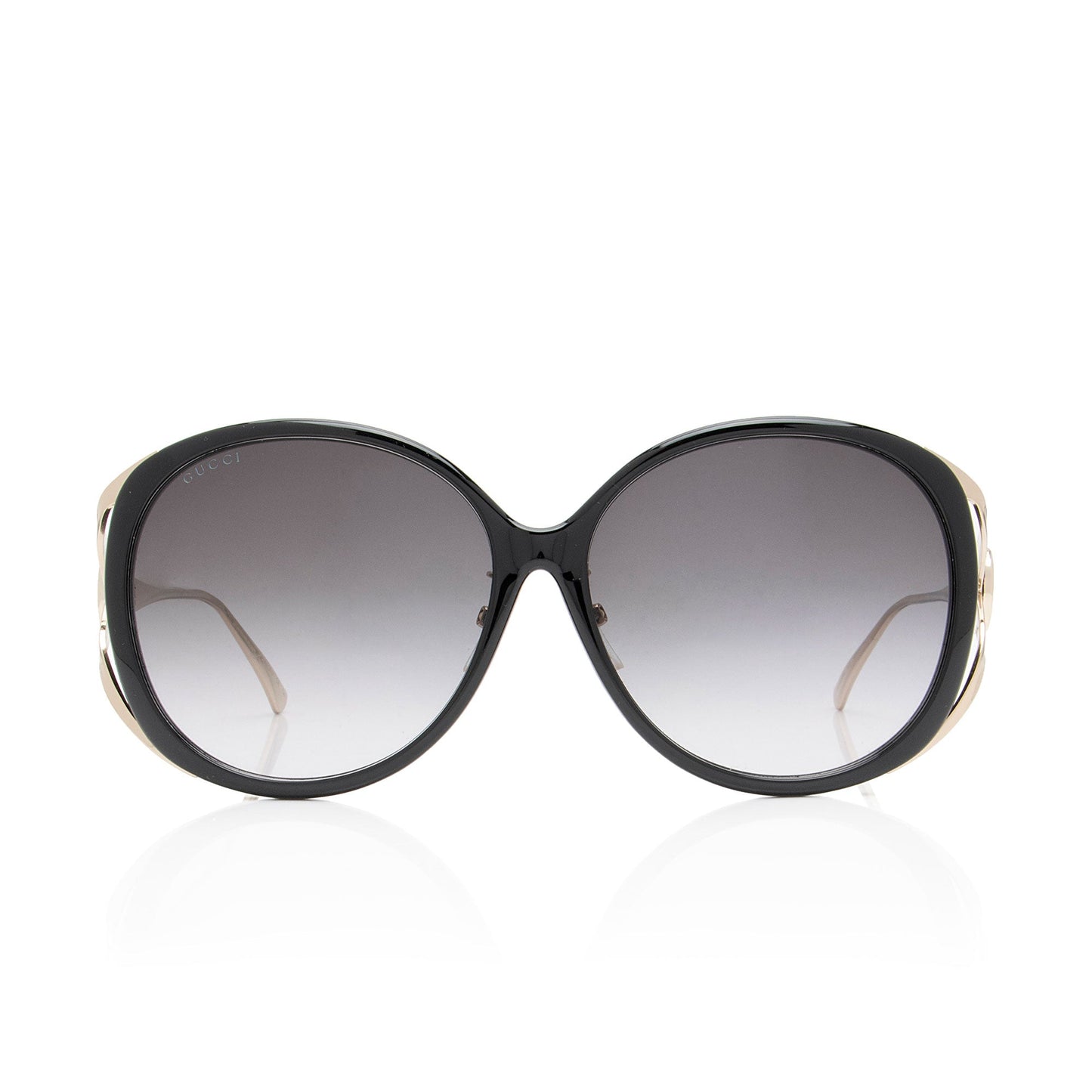 Gucci Interlocking G Web Oversized Oval Black Gold Accessory