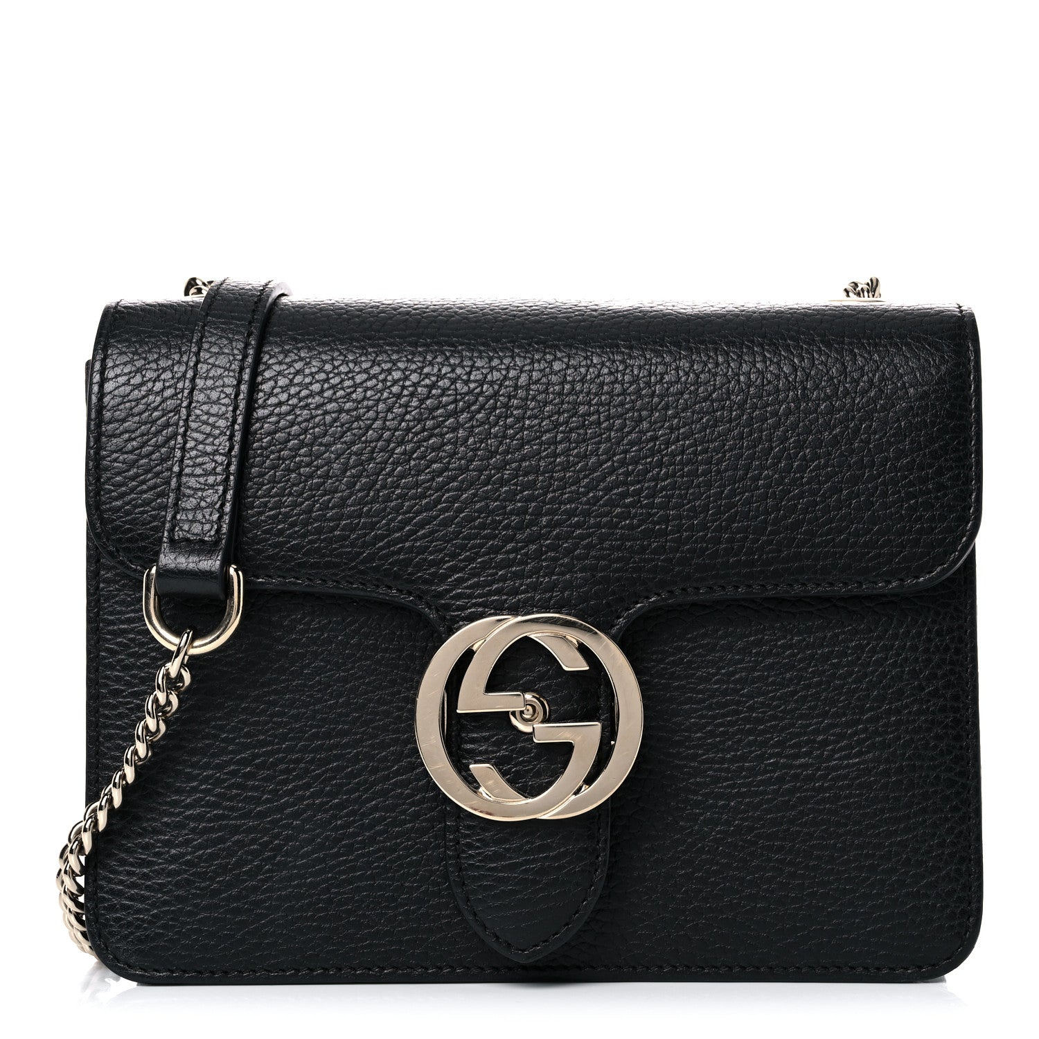 Gucci Interlocking GG Leather Black Crossbody Bag