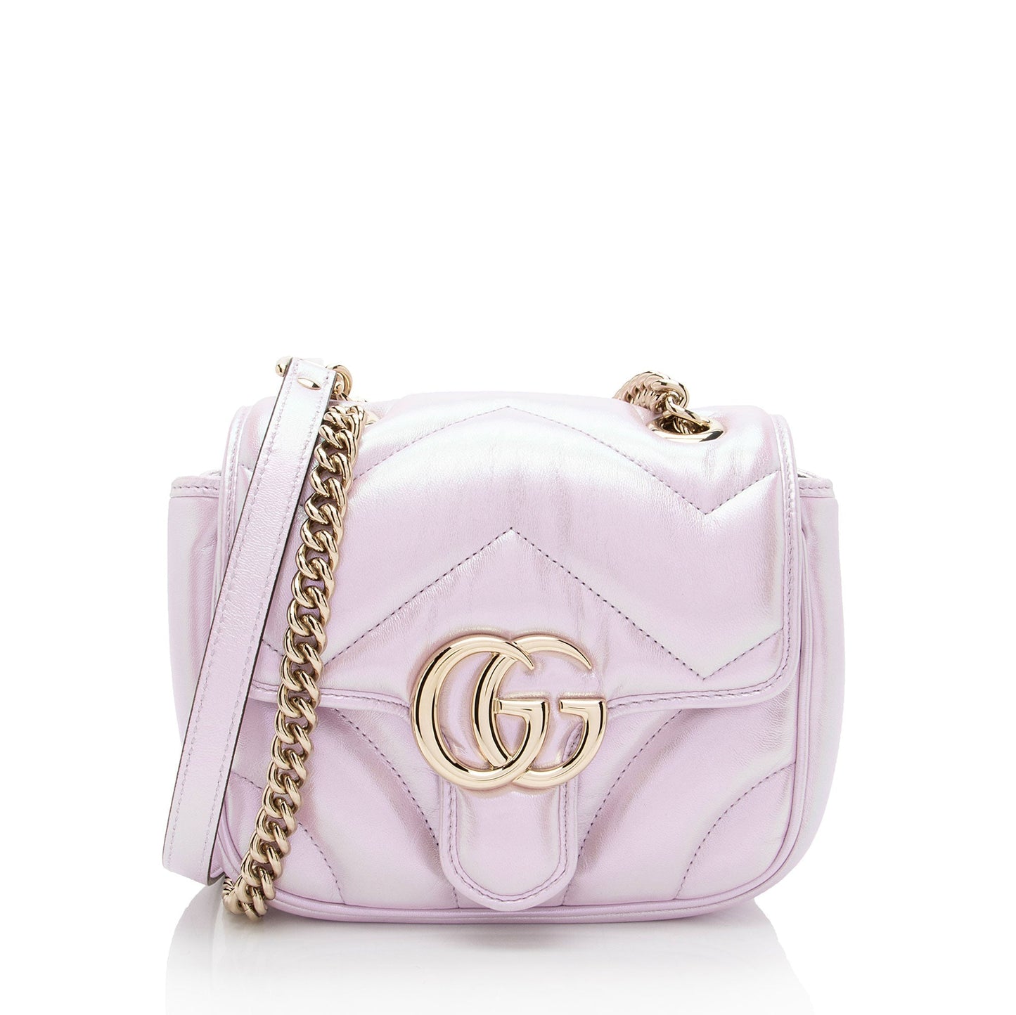 Gucci Padded Iridescent GG Marmont Square Matelasse Leather Mini Crossbody Bag
