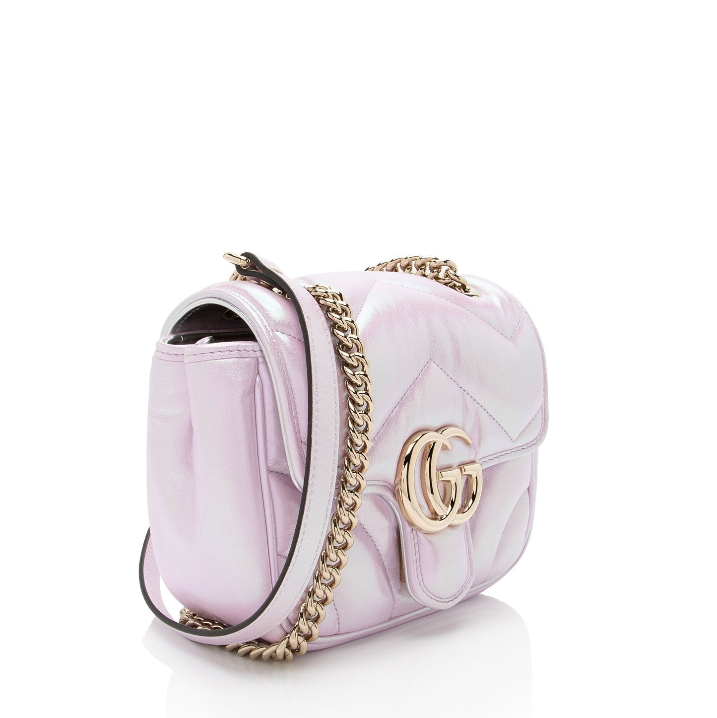 Gucci Padded Iridescent GG Marmont Square Matelasse Leather Mini Crossbody Bag