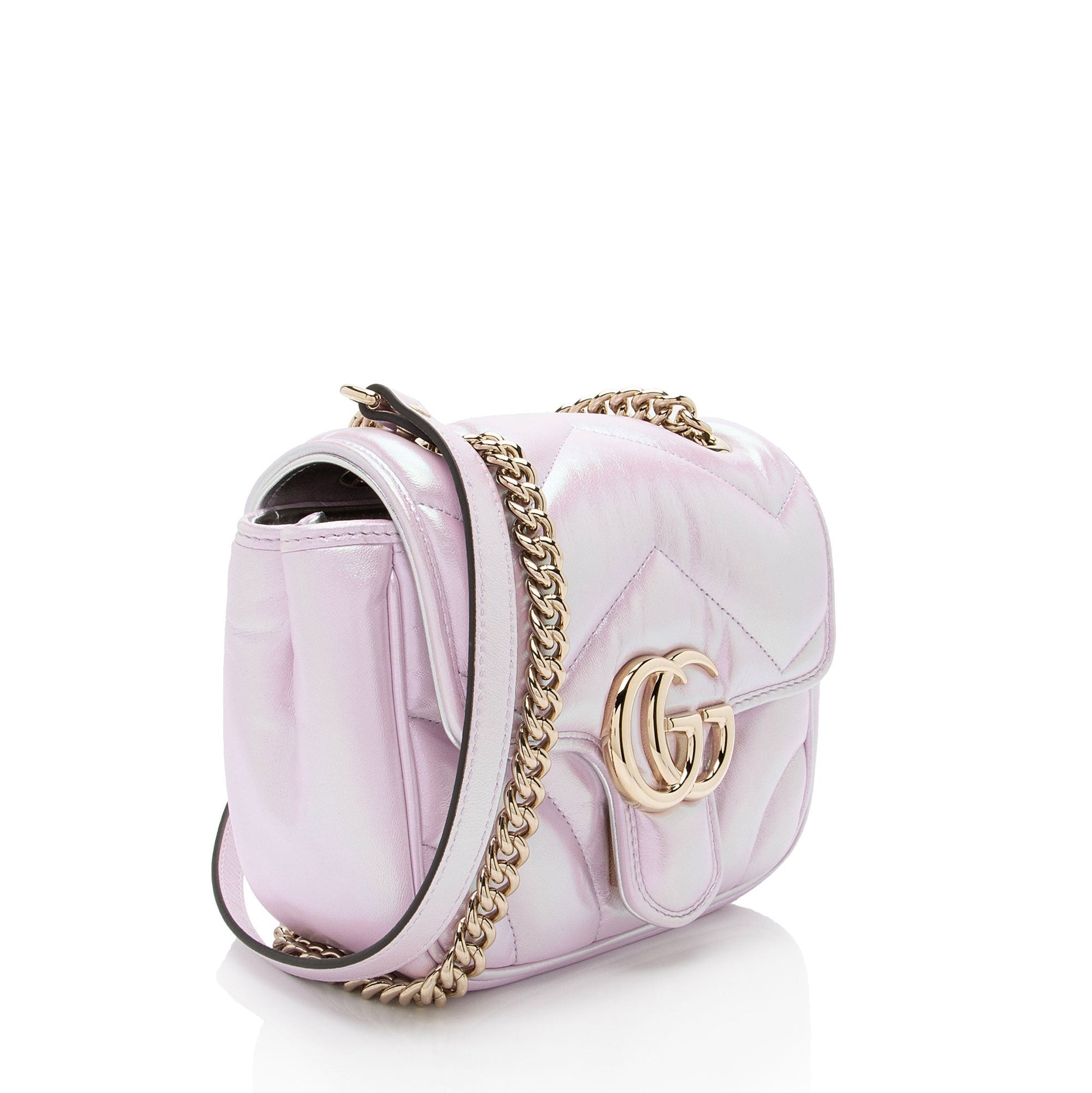 Gucci Padded Iridescent GG Marmont Square Matelasse Leather Mini Crossbody Bag
