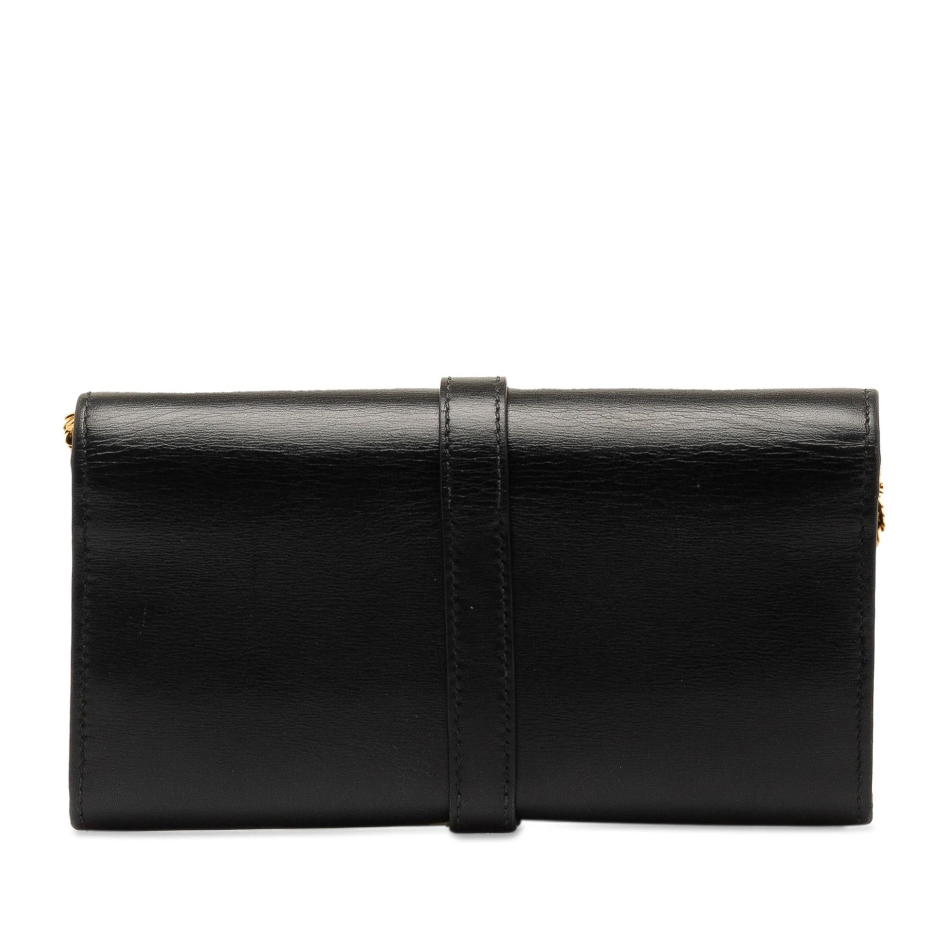 Gucci Jackie Wallet On SHG-AJDGKv Calf Black Chain Crossbody Bag