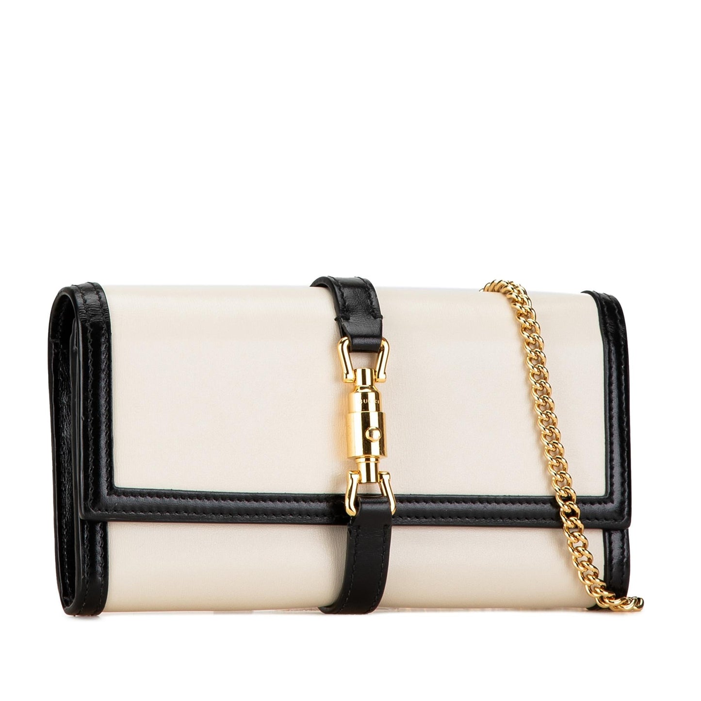 Gucci Jackie Wallet On SHG-oUmSZG Calf Black White Chain Crossbody Bag