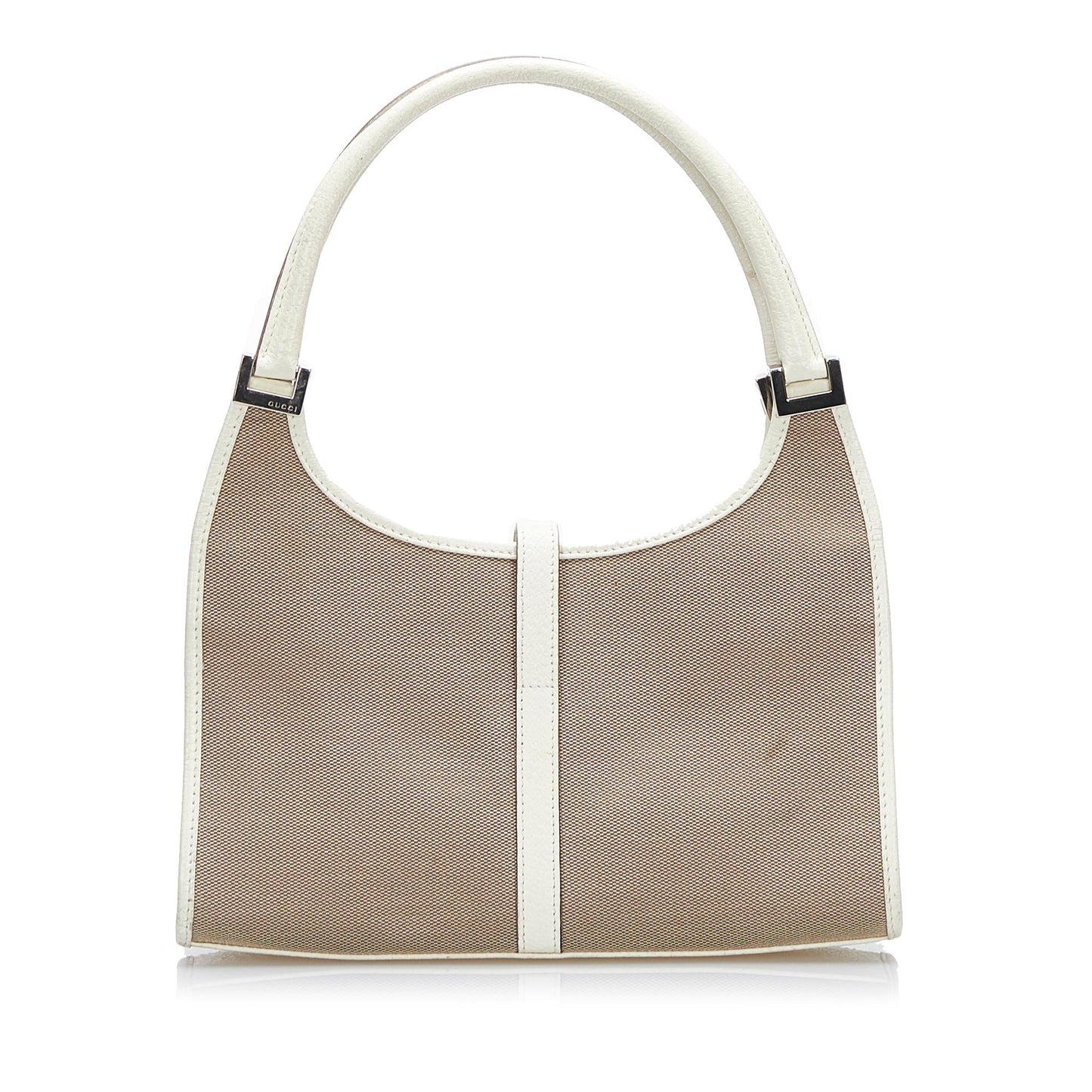 Gucci Jackie Bardot SHG-4NpFnU Canvas White Brown Satchel Bag