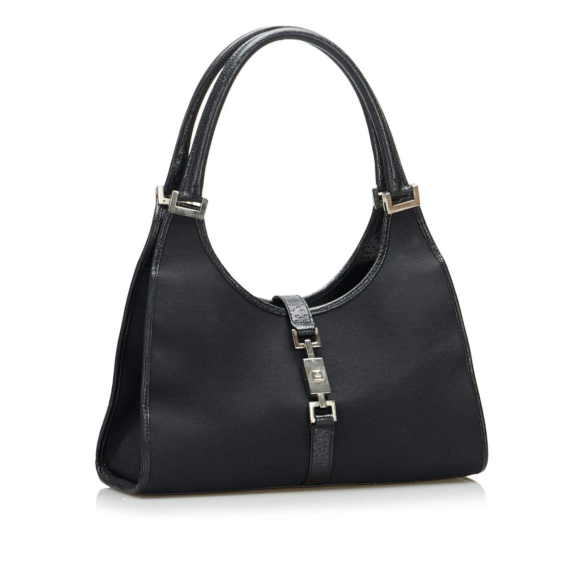 Gucci Jackie Bardot SHG-bnG6N5 Canvas Calf Black Satchel Bag