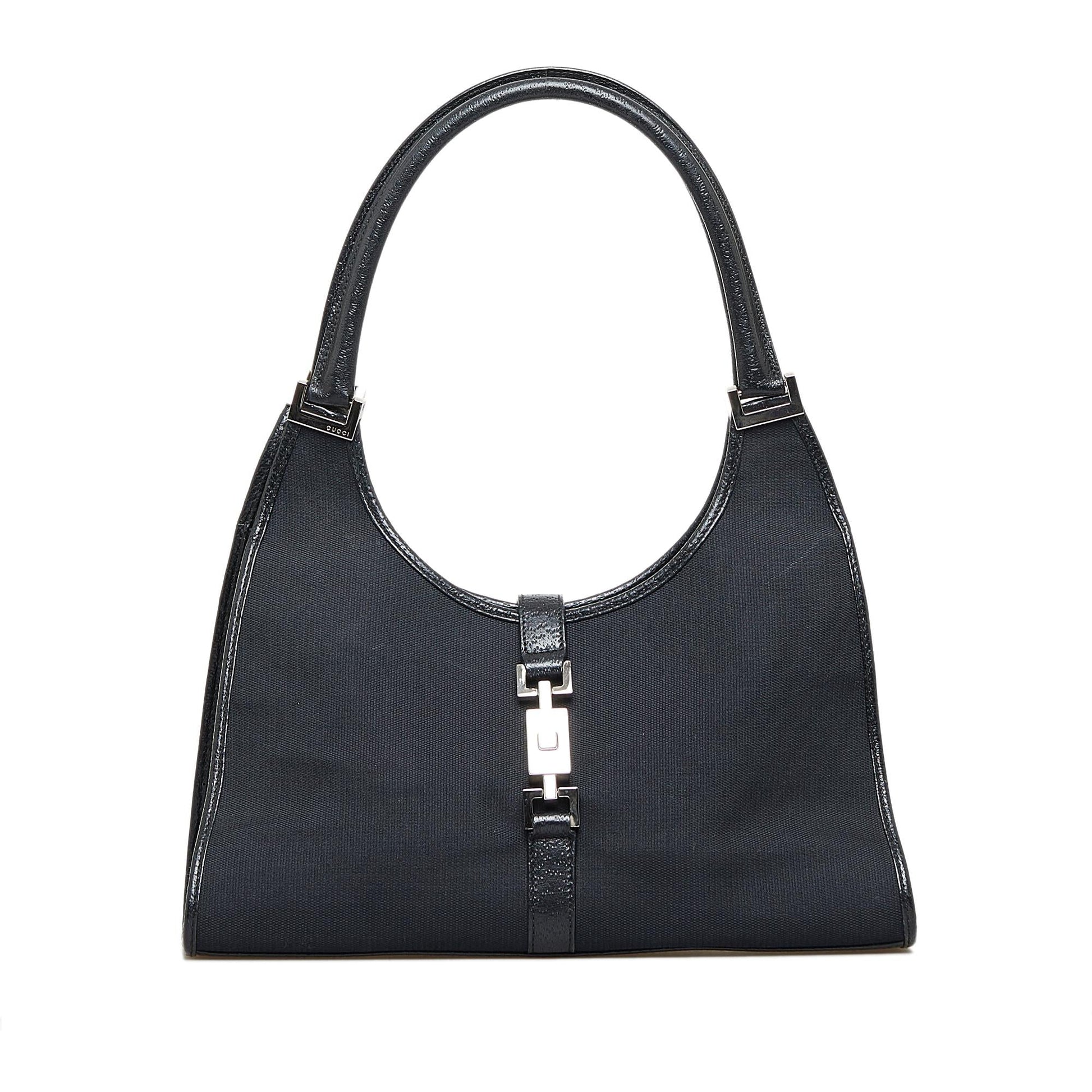 Gucci Jackie Bardot SHG-HSzfiL Canvas Black Shoulder Bag