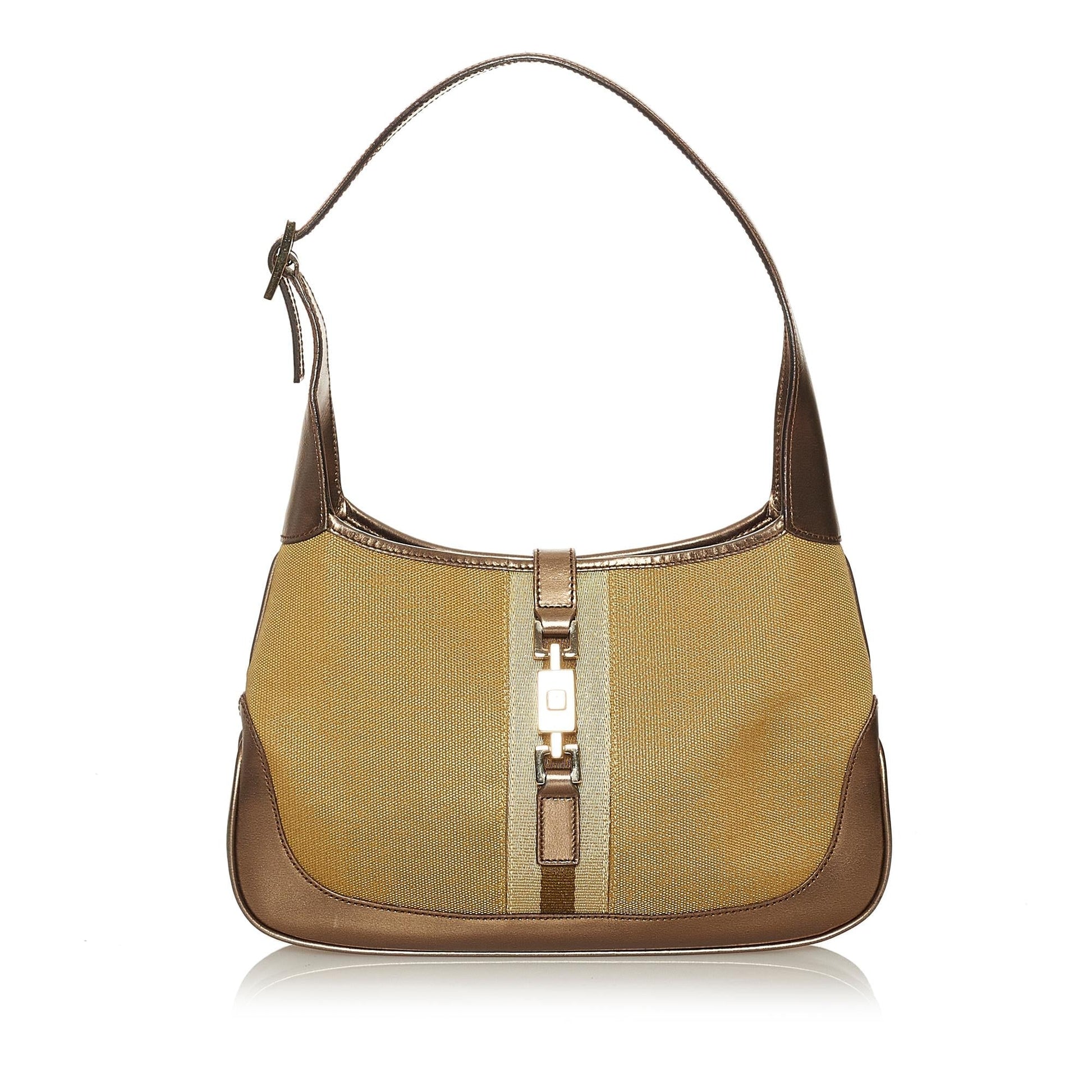 Gucci Jackie SHG Canvas Calf Brown Shoulder Bag