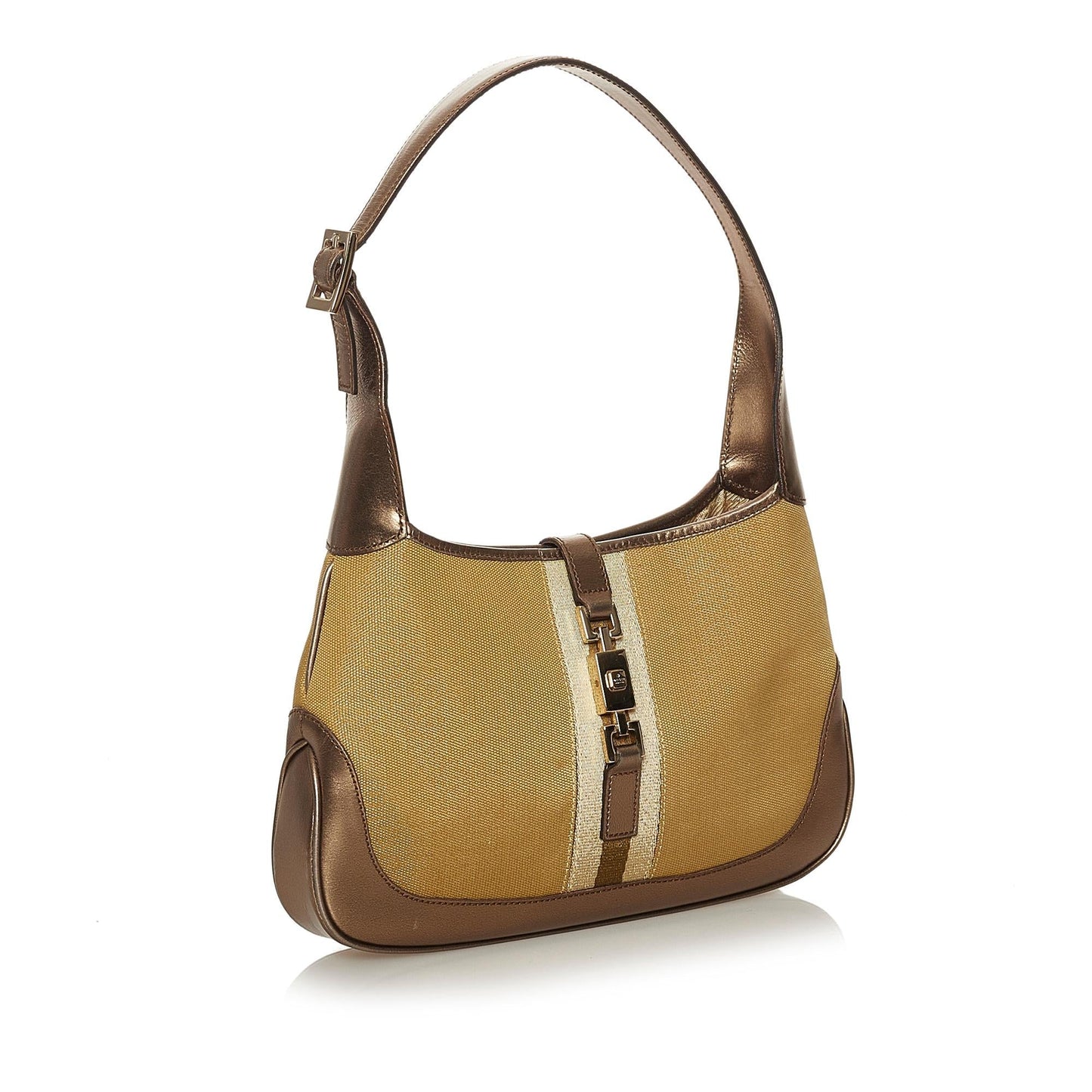 Gucci Jackie SHG Canvas Calf Brown Shoulder Bag