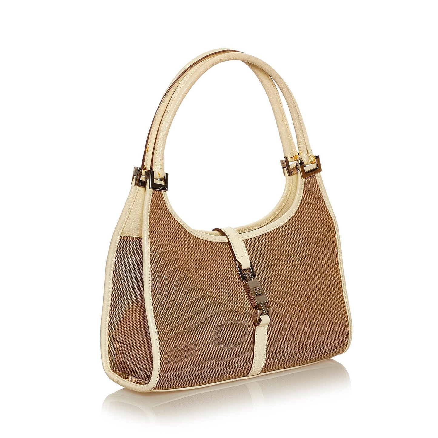 Gucci Jackie SHG Canvas White Brown Shoulder Bag Bag Shg