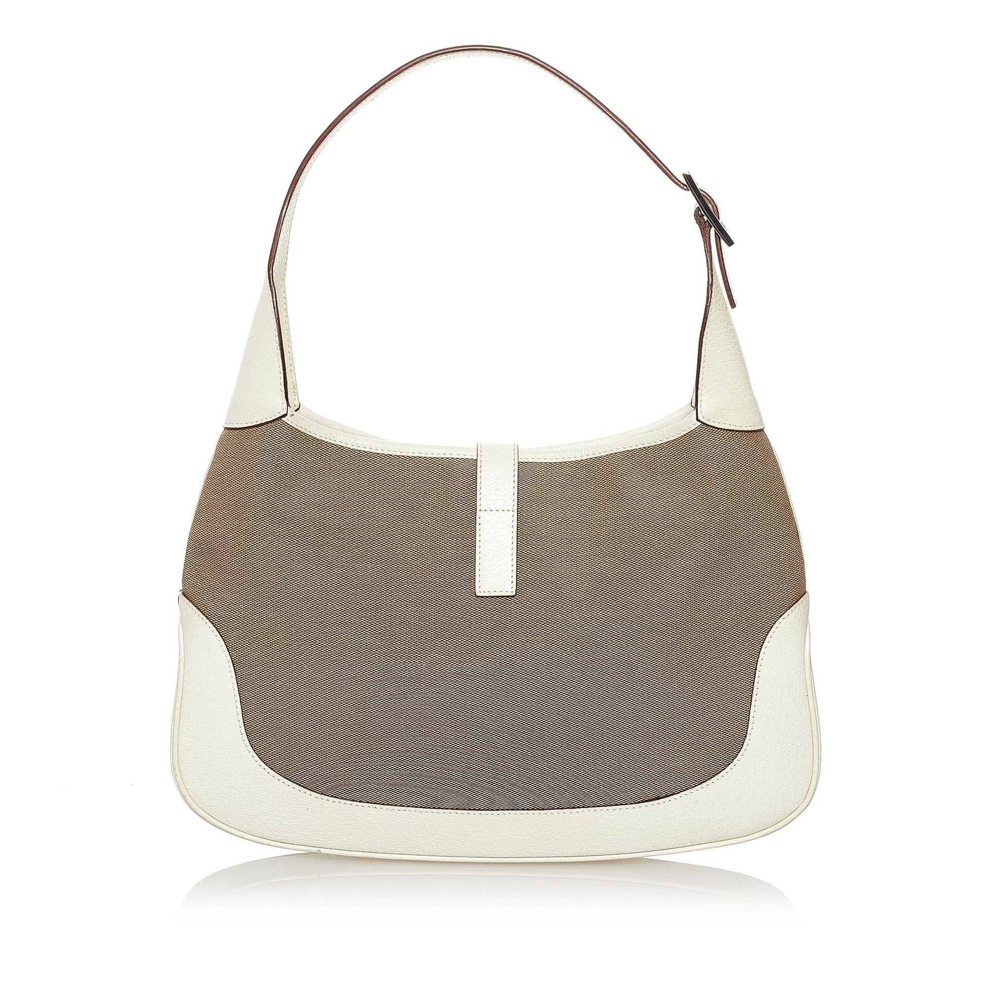 Gucci Jackie SHG Canvas White Brown Shoulder Bag 3
