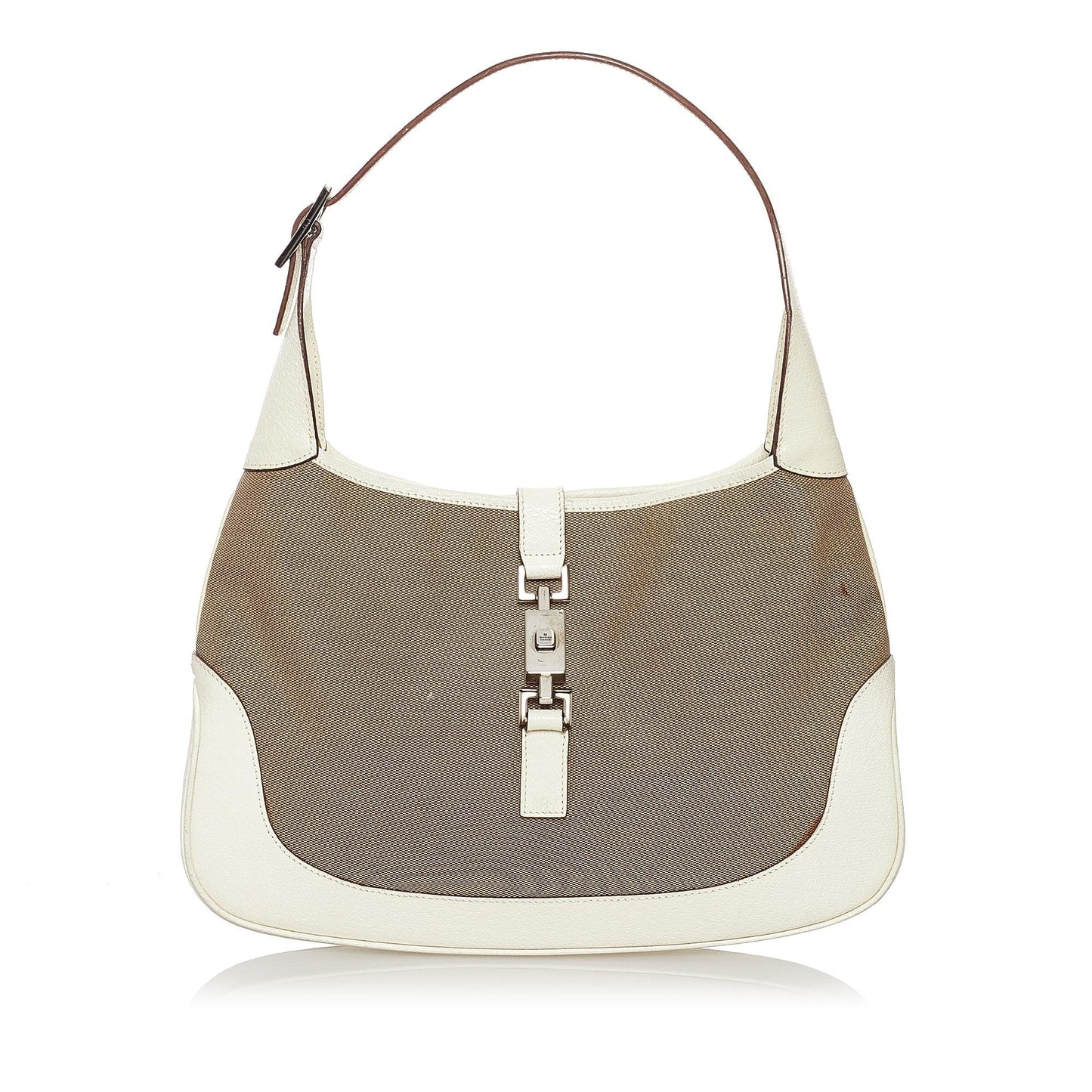Gucci Jackie SHG Canvas White Brown Shoulder Bag 3