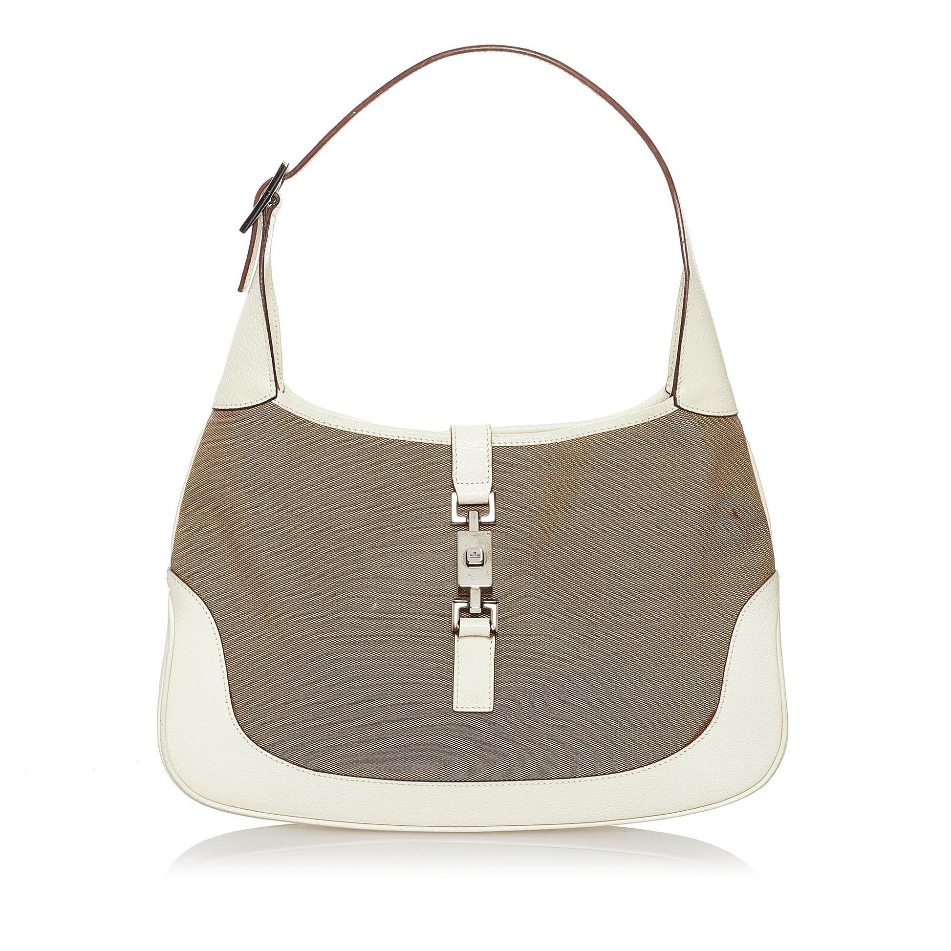Gucci Jackie SHG Canvas White Brown Shoulder Bag 3