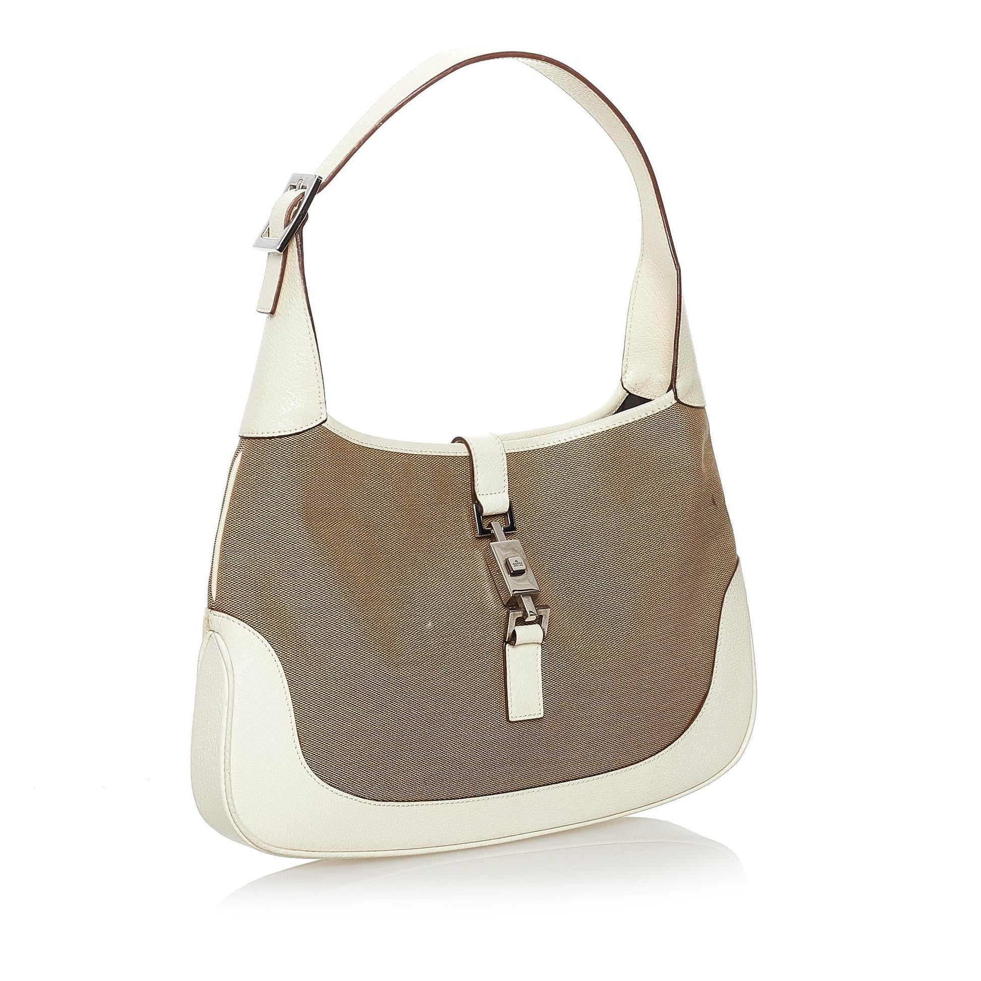 Gucci Jackie SHG Canvas White Brown Shoulder Bag 3