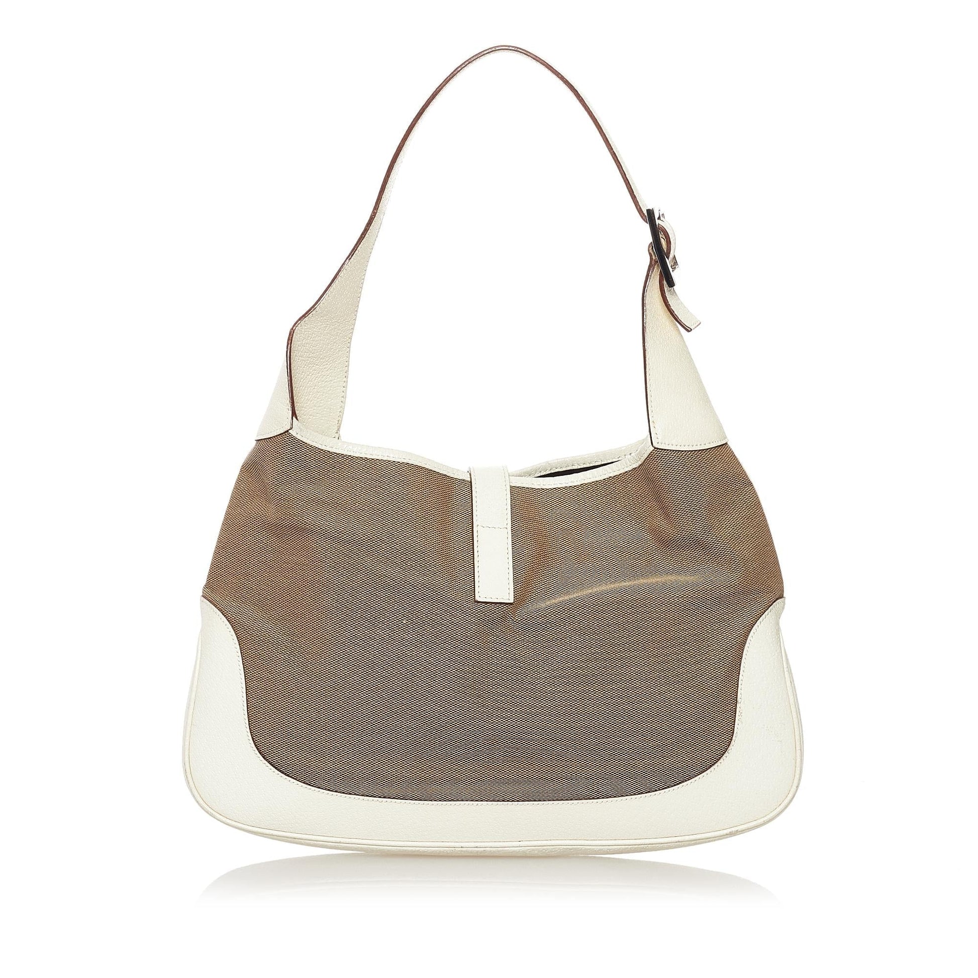 Gucci Jackie SHG Canvas White Brown Shoulder Bag 4