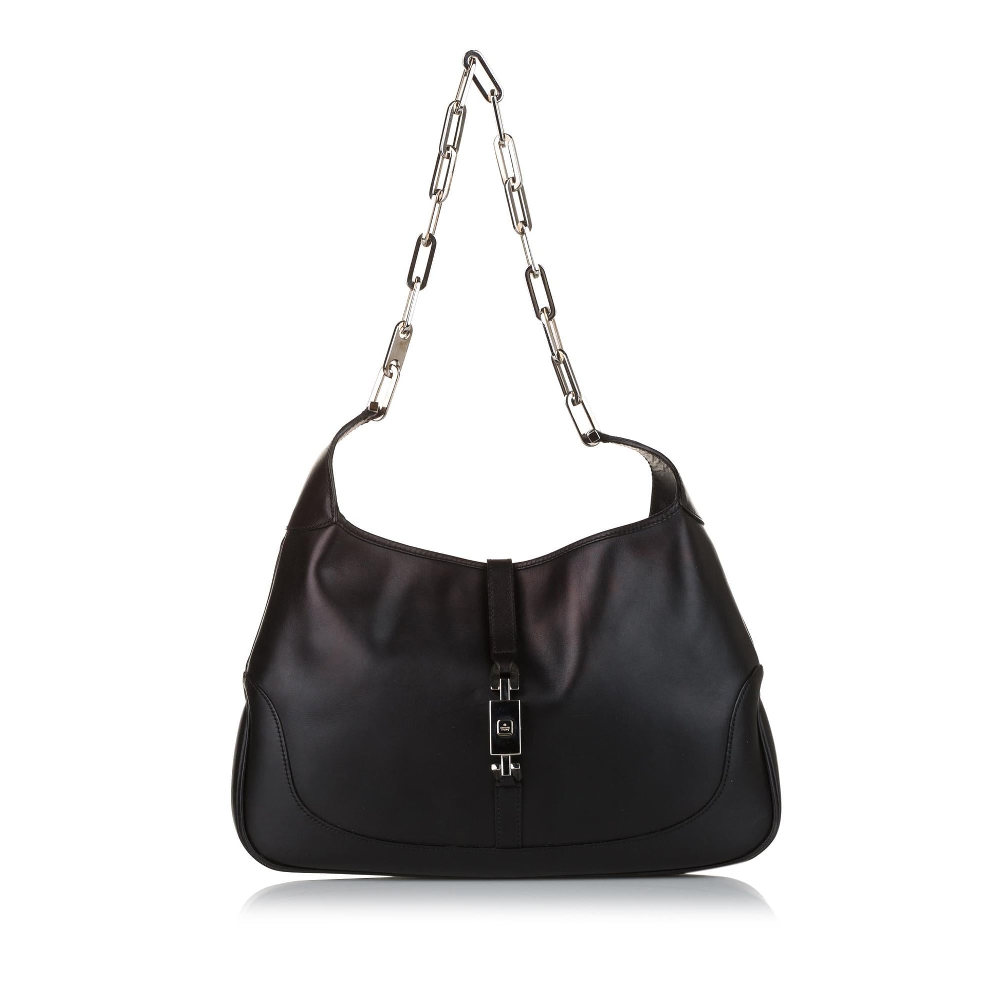 Gucci Jackie SHG Leather Calf Black Chain Shoulder Bag