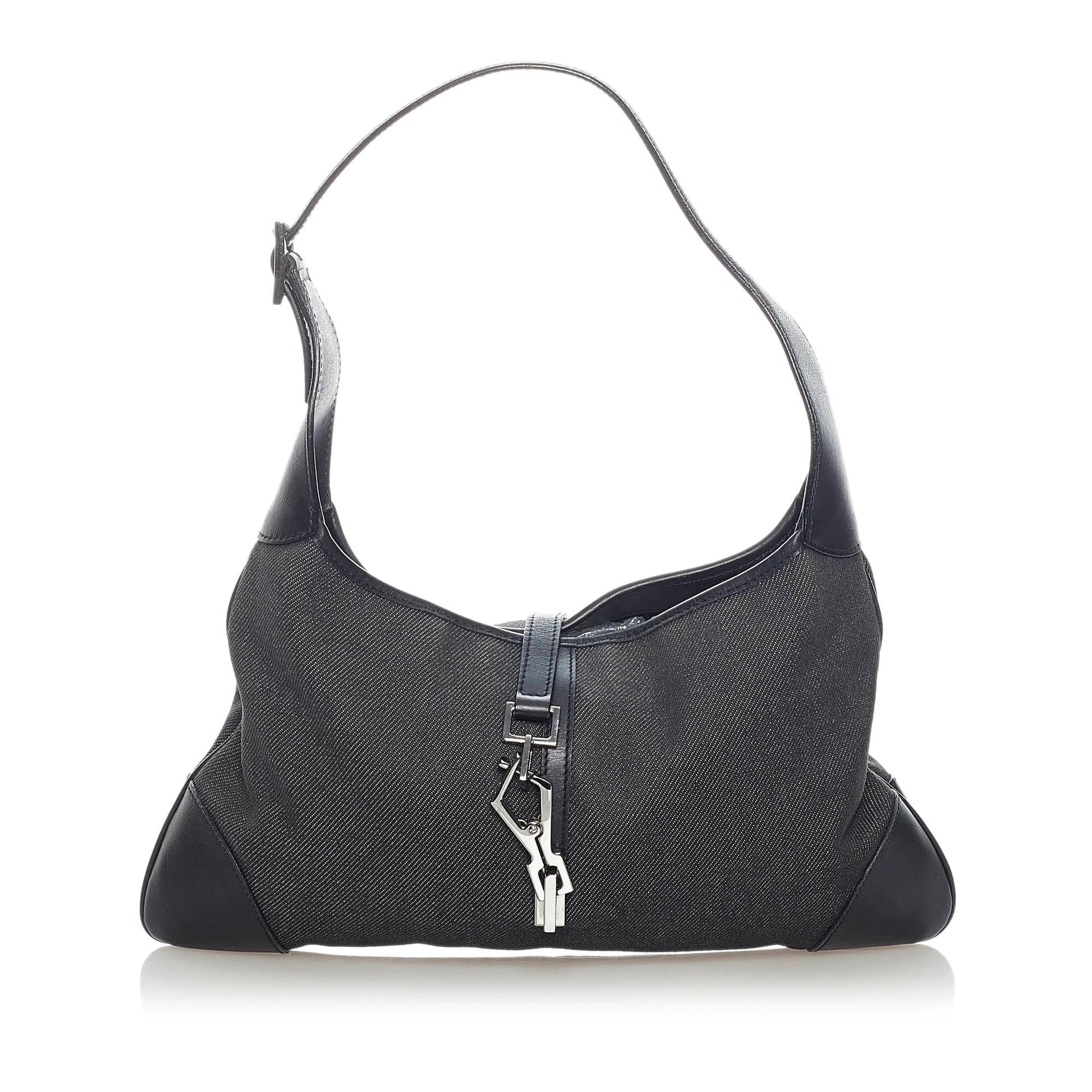 Gucci Jackie SHG Denim Black Shoulder Bag