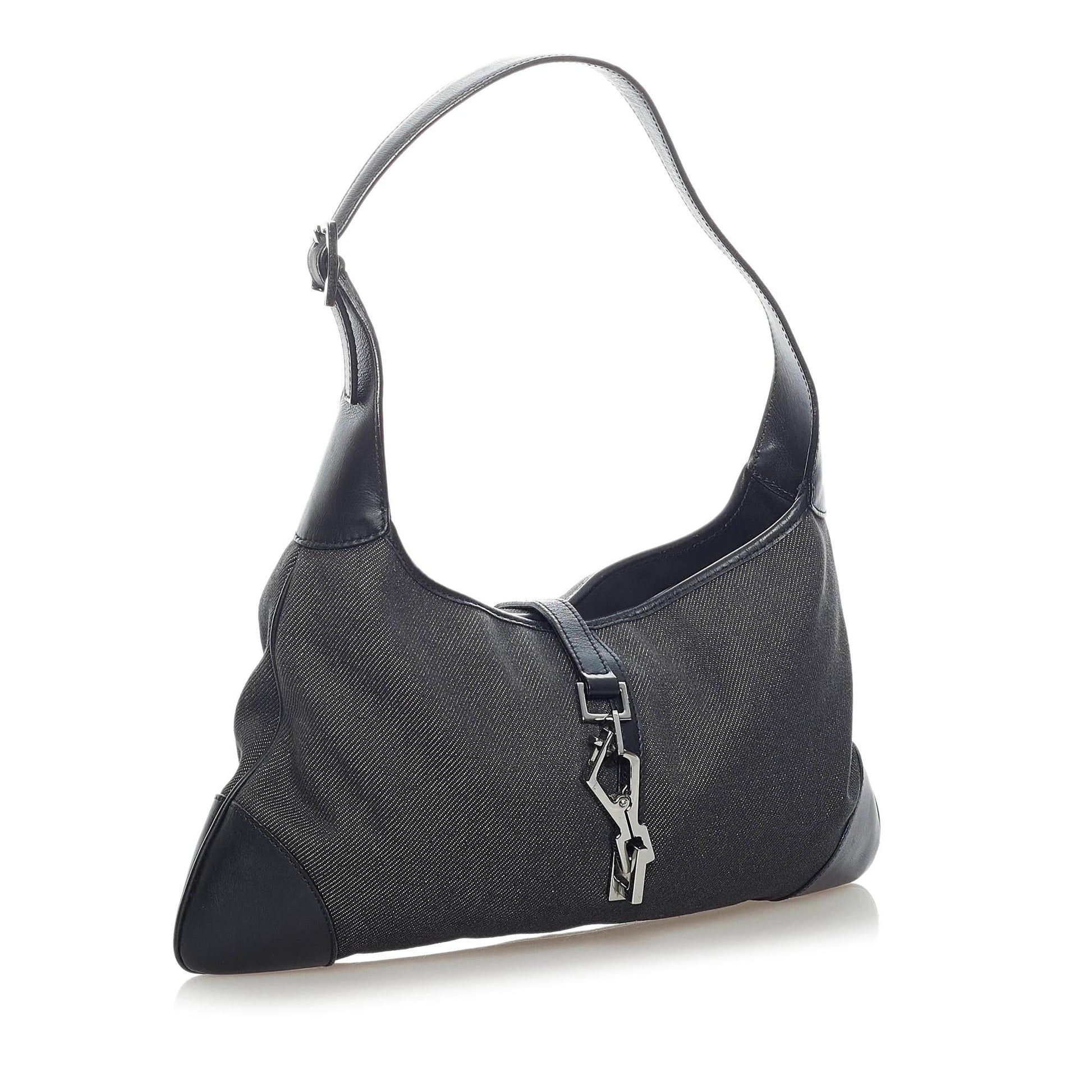 Gucci Jackie SHG Denim Black Shoulder Bag