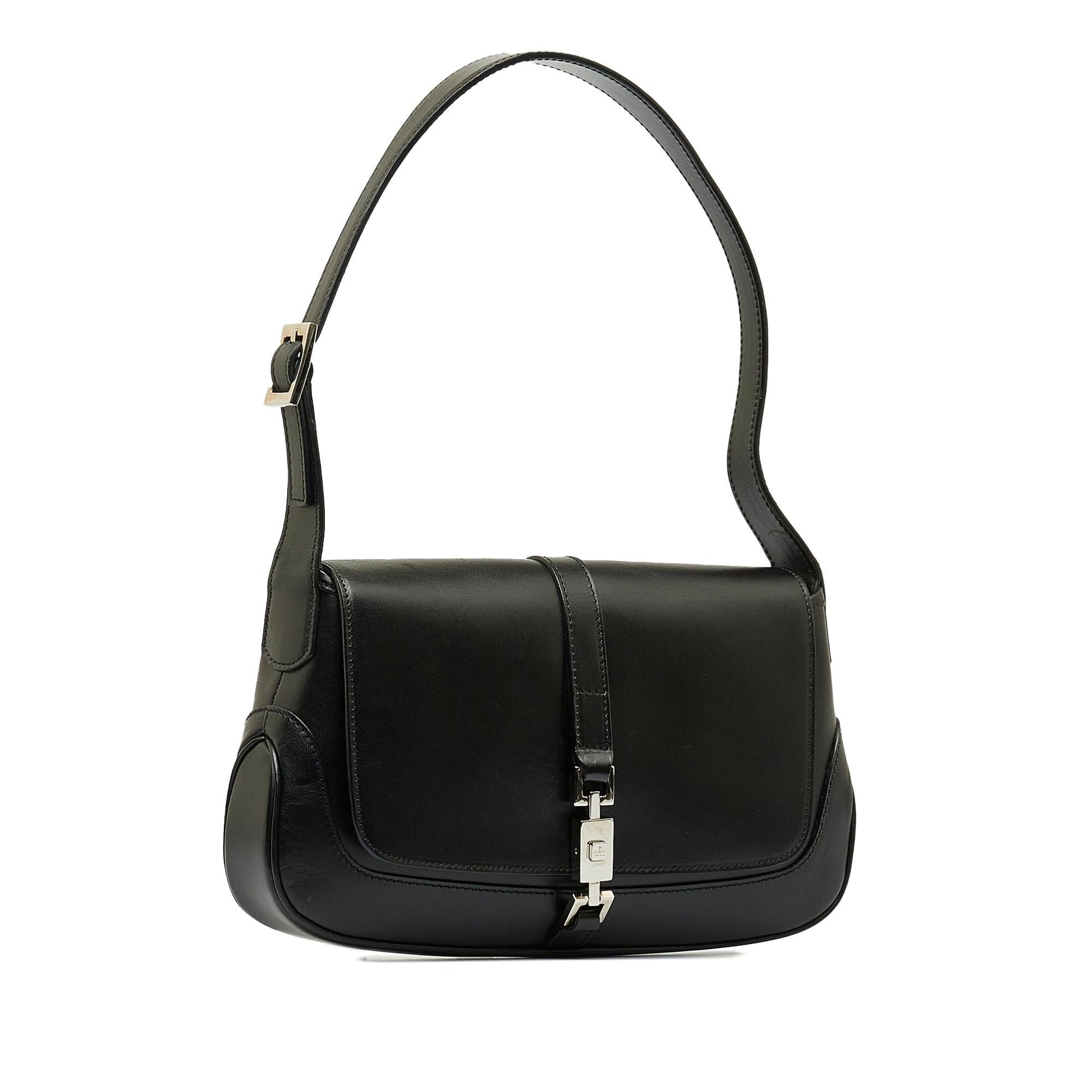 Gucci Jackie SHG-swd8OI Calf Black Flap Shoulder Bag