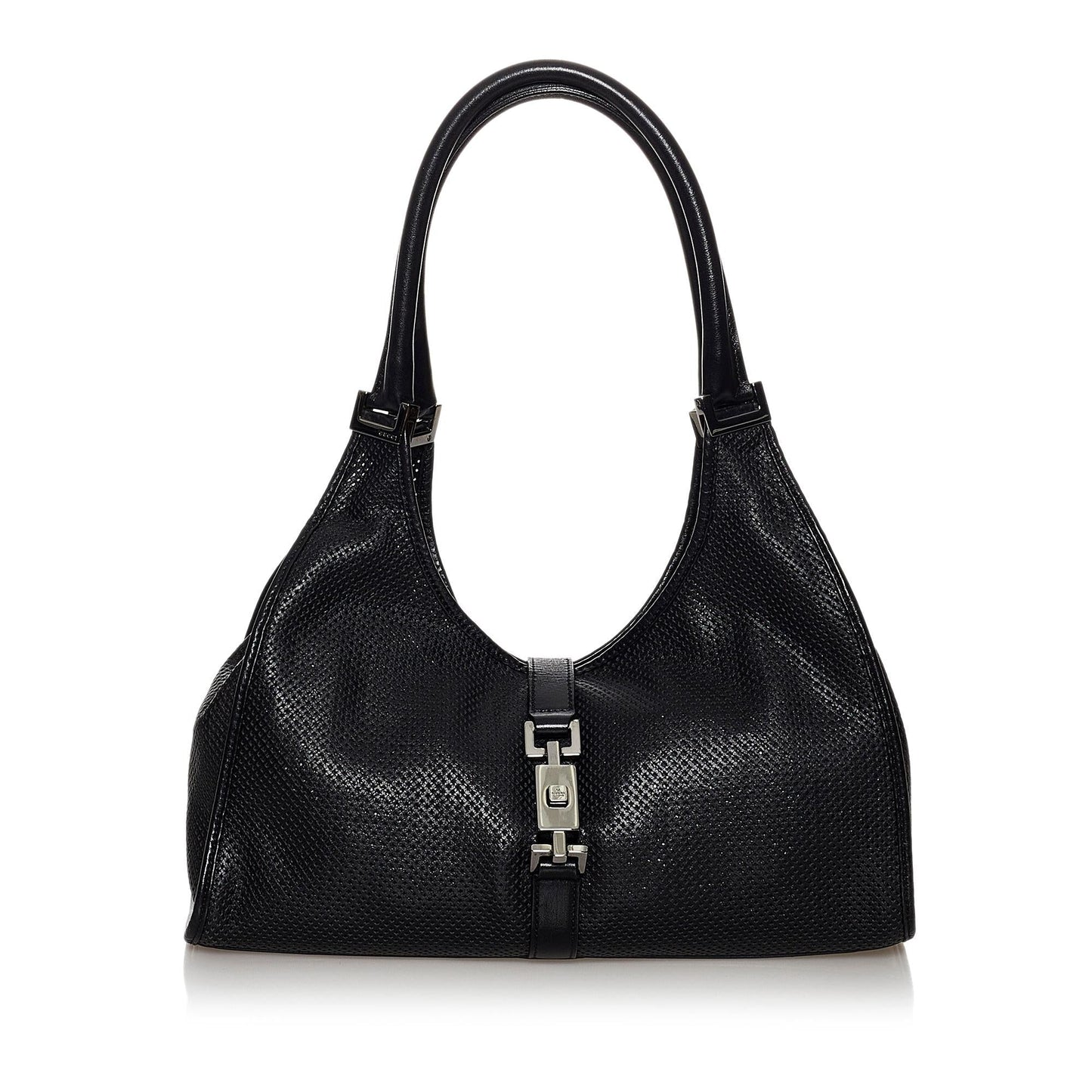 Gucci Jackie Perforated SHG Leather Calf Black Shoulder Bag