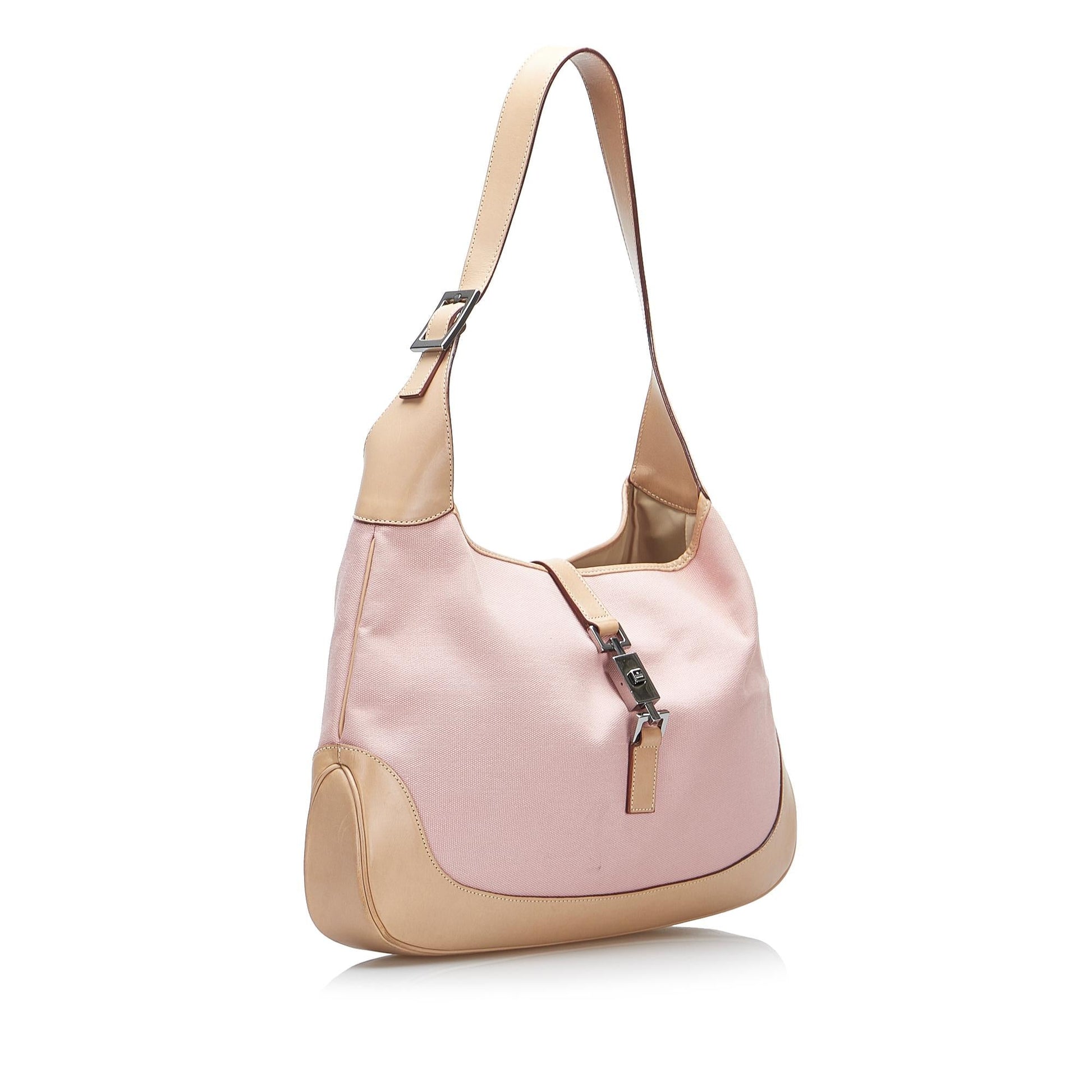 Gucci Jackie SHG-qhHb12 Canvas Calf Brown Pink Shoulder Bag