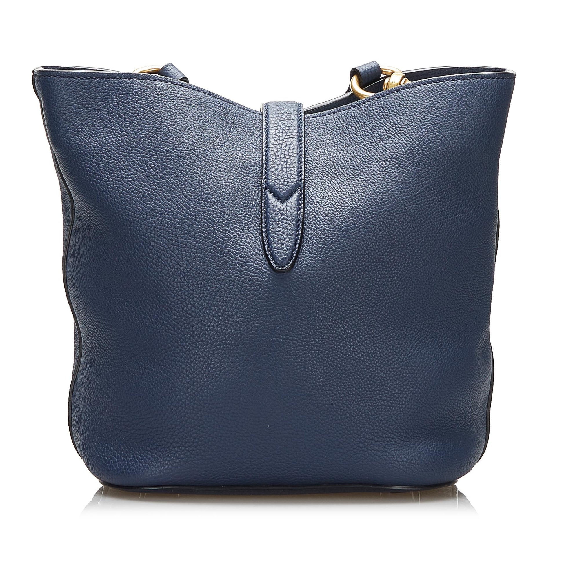 Gucci Jackie Soft SHG-E0BkKY Calf Blue Bucket Shoulder Bag