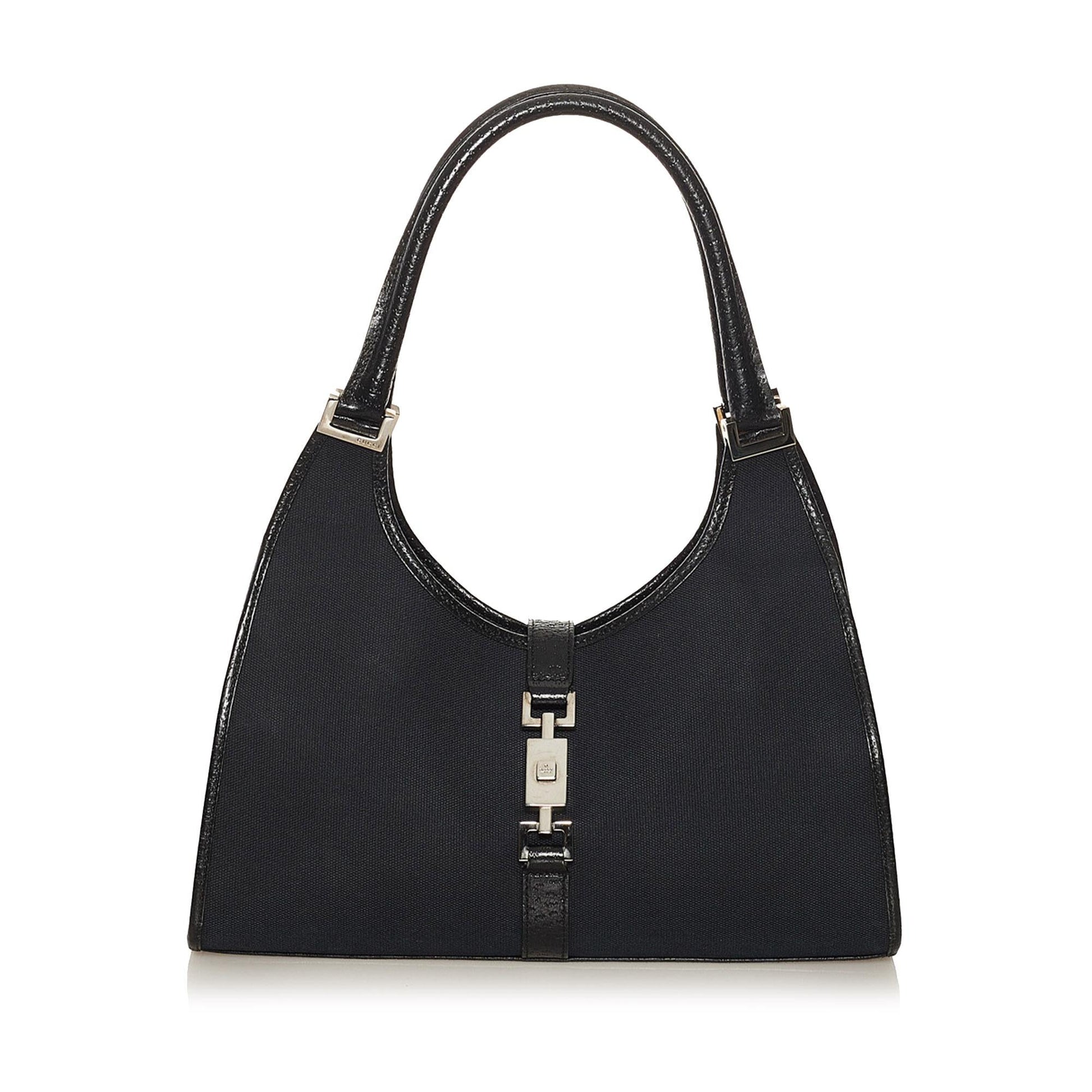 Gucci Jackie SHG Canvas Black Shoulder Bag
