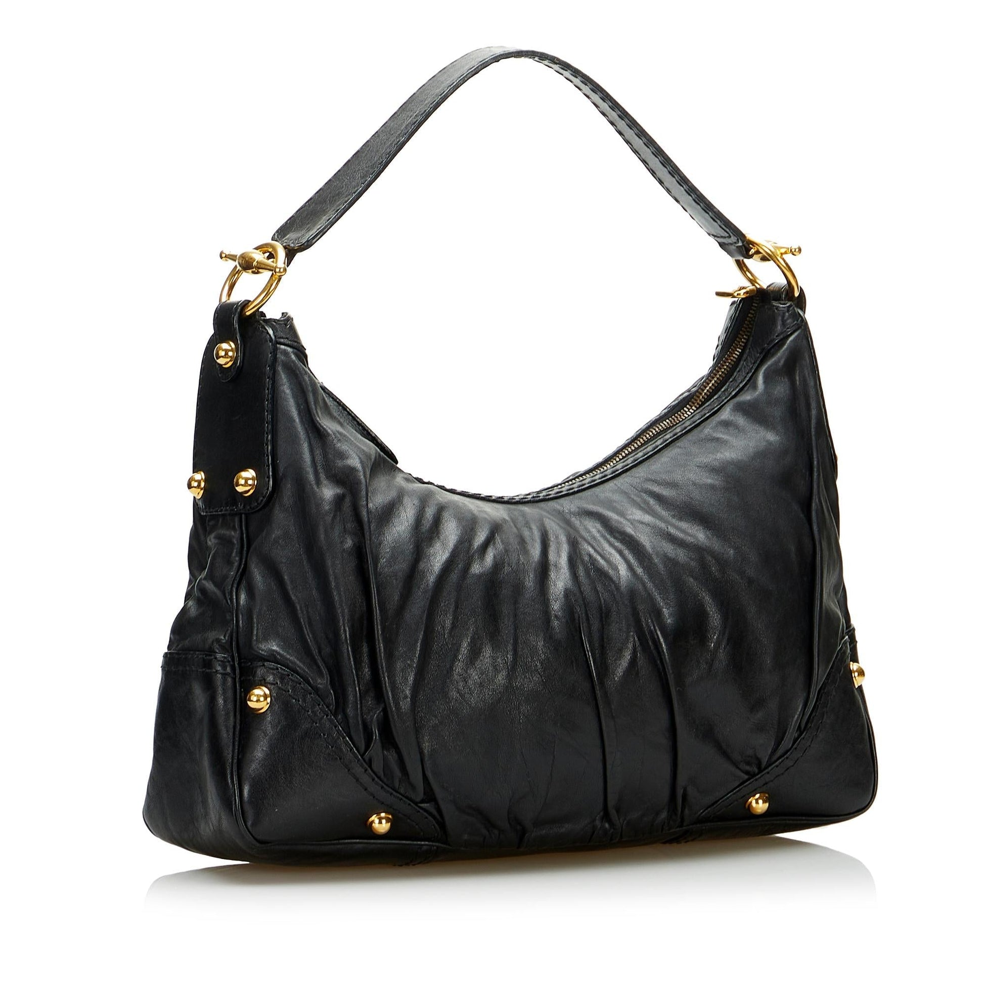 Gucci Jockey SHG-14S49N Calf Black Shoulder Bag