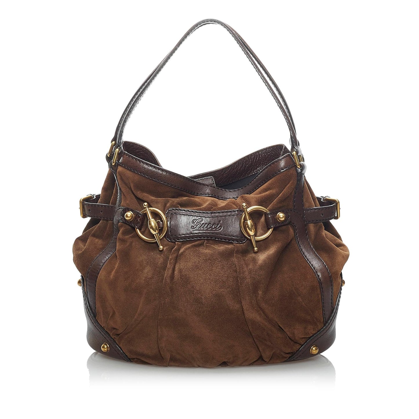 Gucci Jockey SHG Leather Suede Brown Shoulder Bag