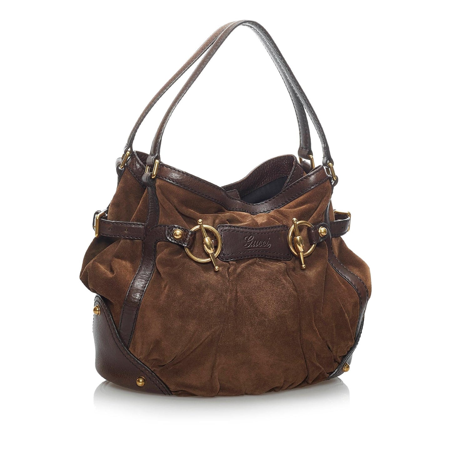 Gucci Jockey SHG Leather Suede Brown Shoulder Bag