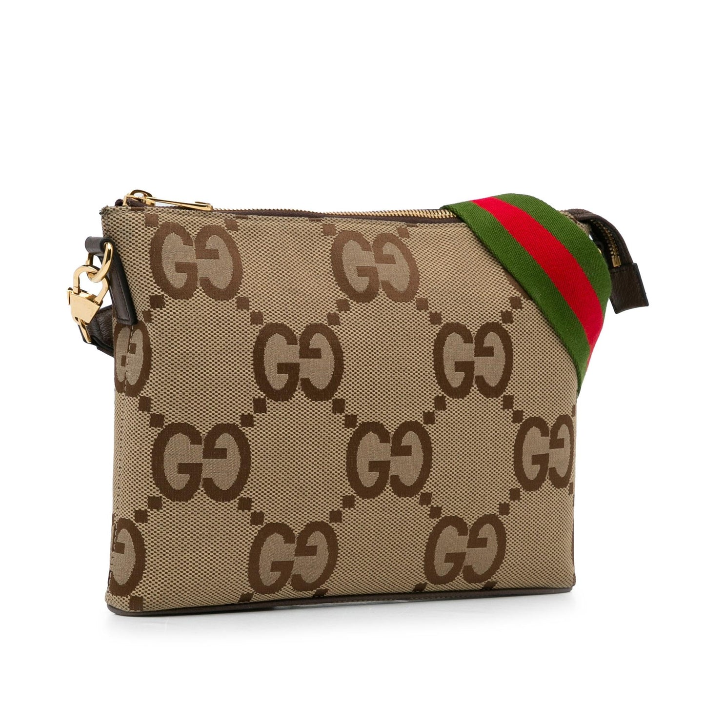 Gucci Jumbo GG SHG-s7hbRP Canvas Calf Brown Crossbody Bag
