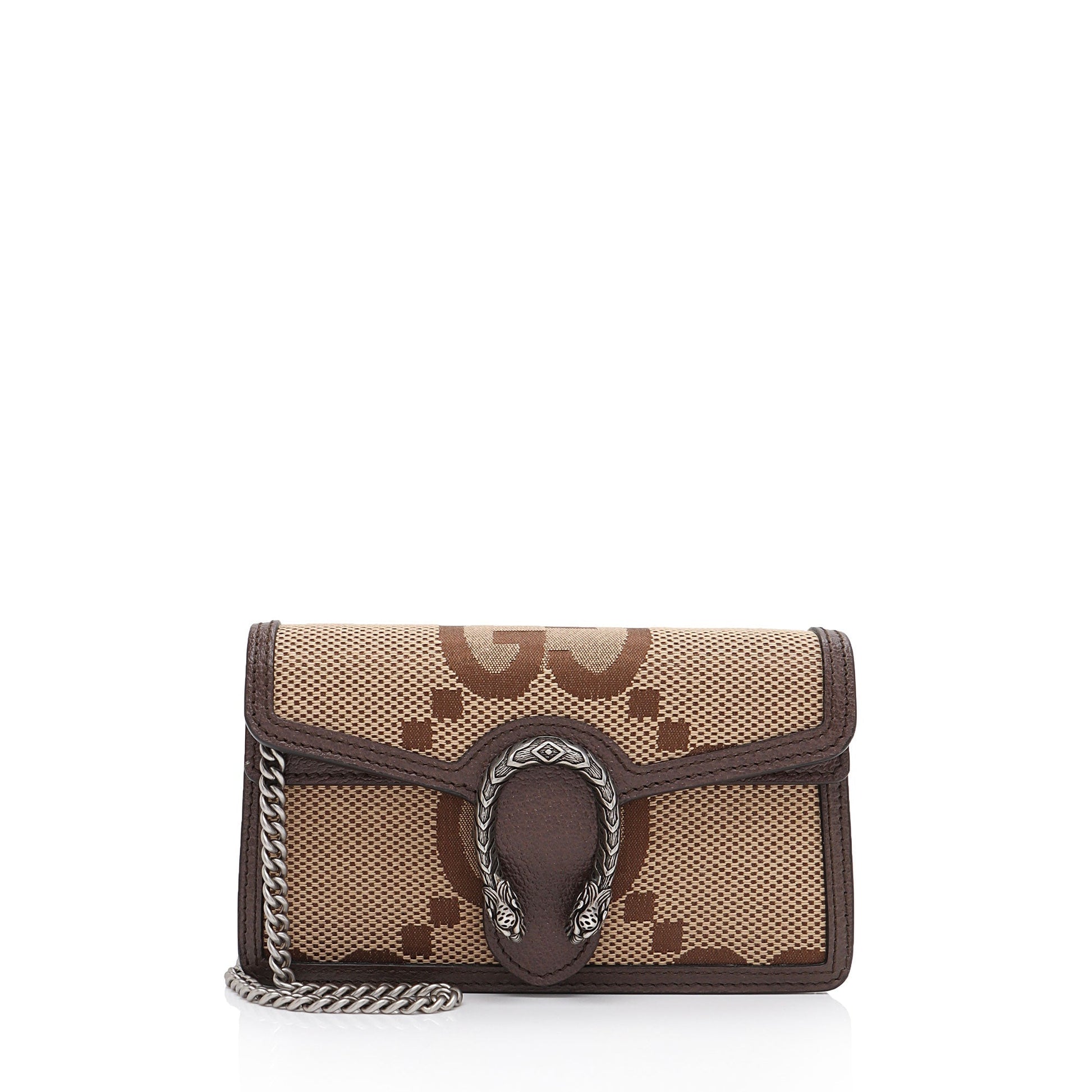 Gucci Jumbo GG Dionysus Super SHF-YLTVkU Leather Canvas Brown Mini Crossbody Bag