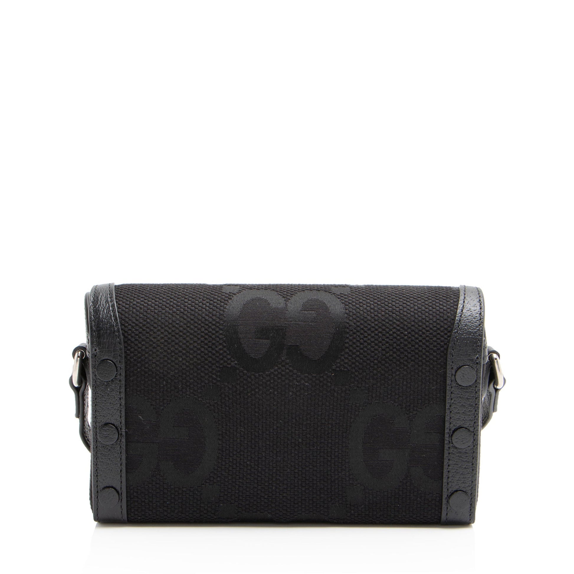 Gucci Jumbo GG Horsebit Leather Canvas Black Mini Crossbody Bag