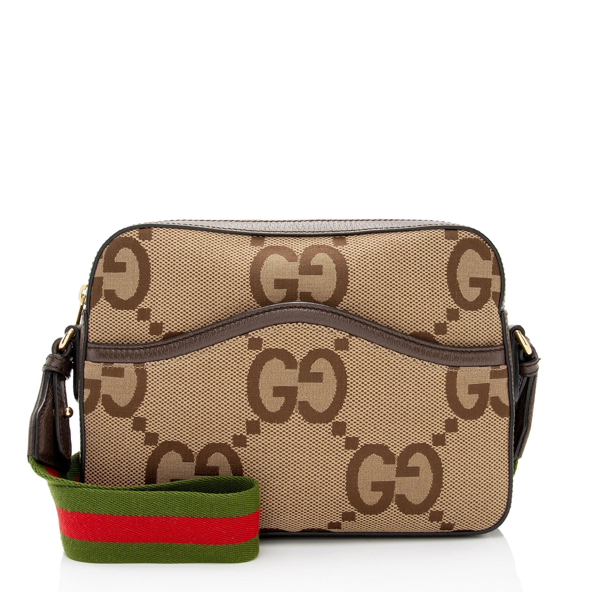 Gucci Jumbo GG Messenger SHF-UveRhC Leather Canvas Nylon Brown Shoulder Bag