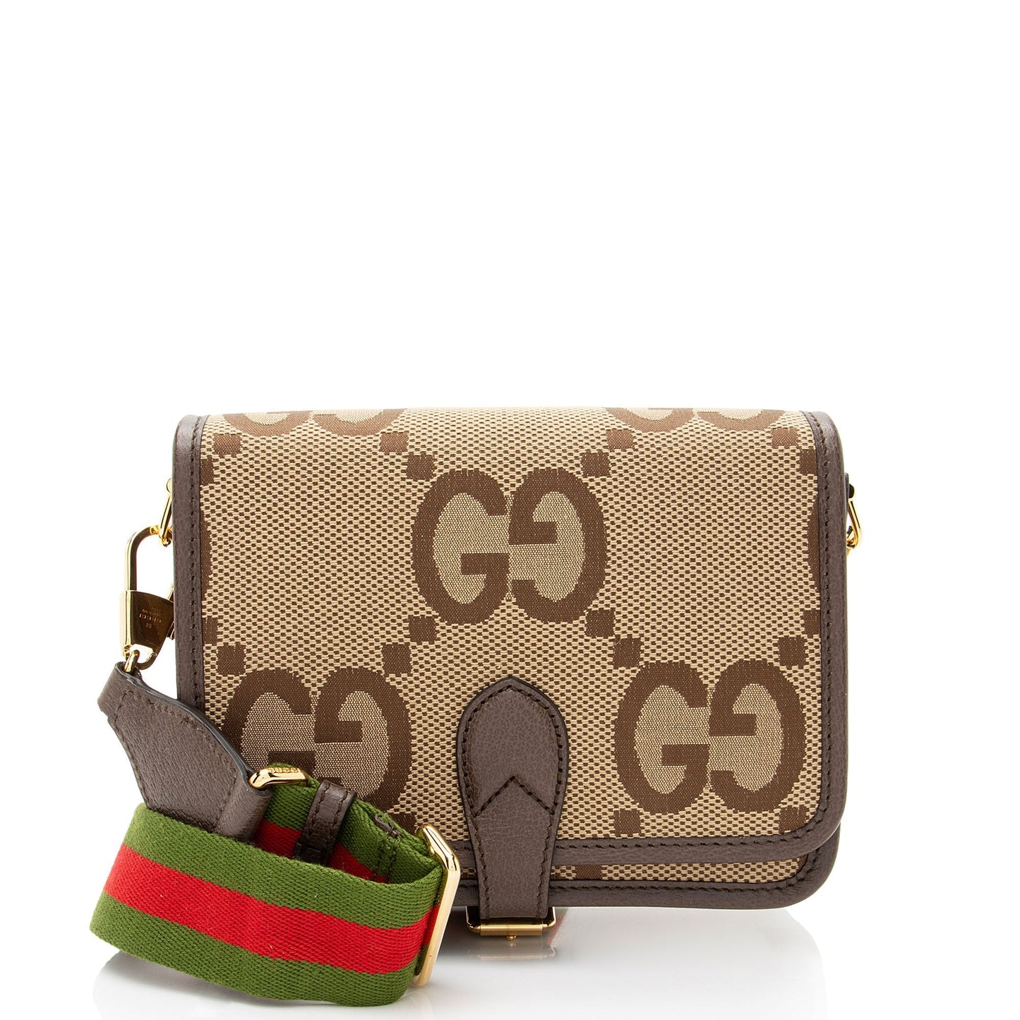 Gucci Jumbo GG Messenger Leather Canvas Nylon Brown Shoulder Bag