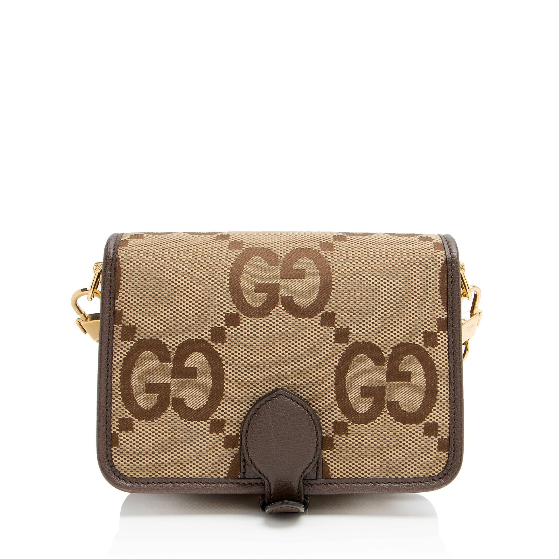Gucci Jumbo GG Messenger Leather Canvas Nylon Brown Shoulder Bag Mini Messenger