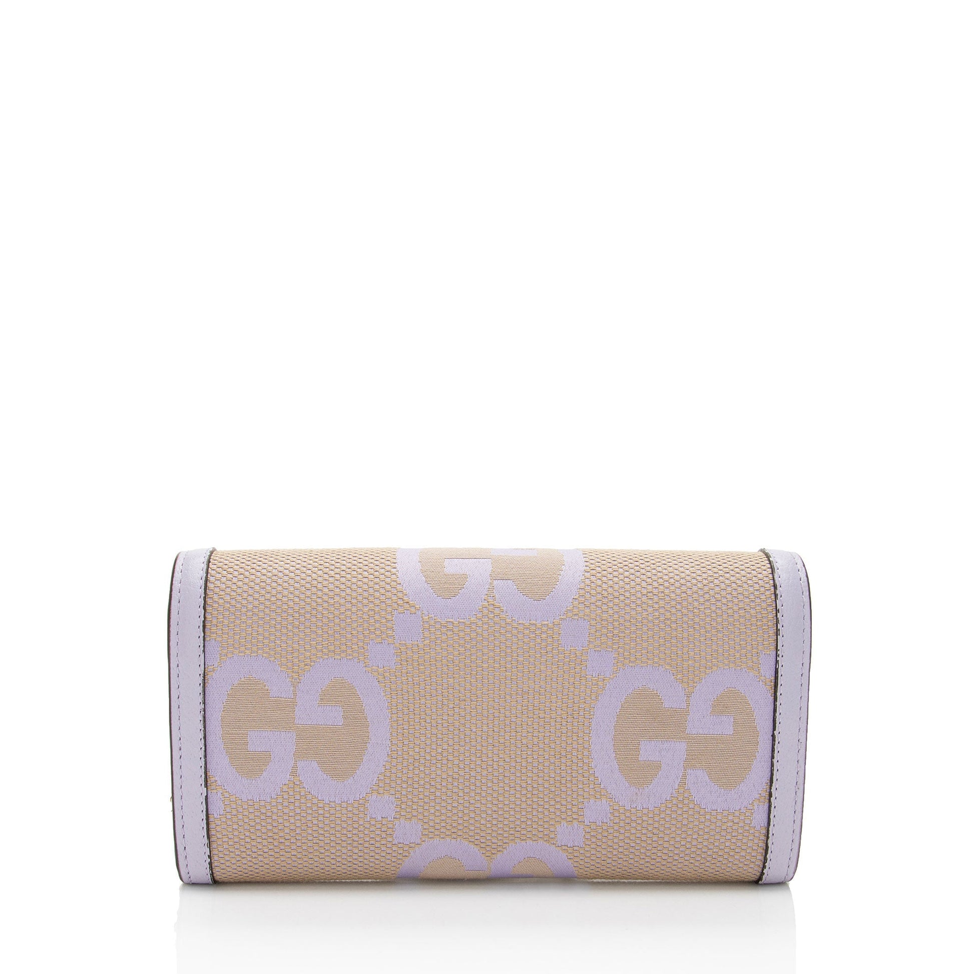 Gucci Jumbo GG Ophidia Continental Wallet Leather Canvas Beige Chain Crossbody Bag
