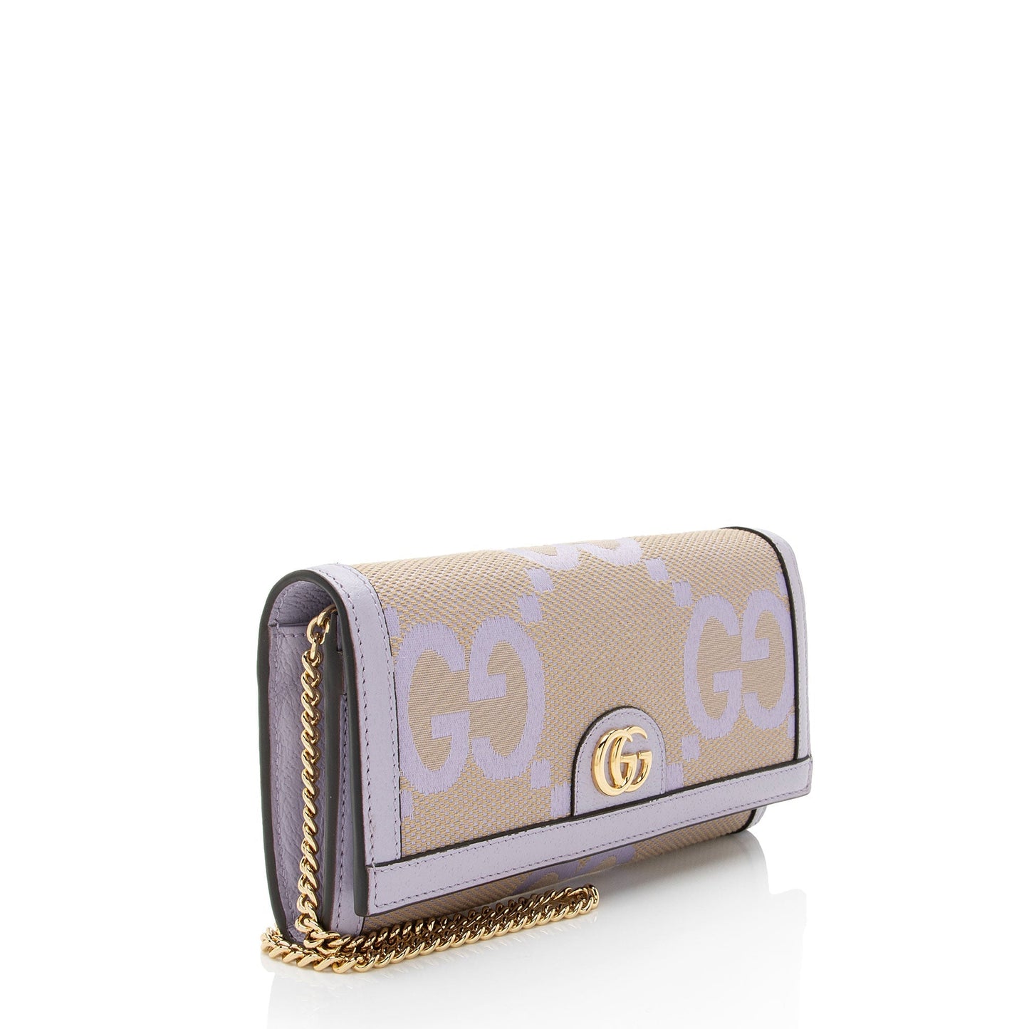 Gucci Jumbo GG Ophidia Continental Wallet Leather Canvas Beige Chain Crossbody Bag