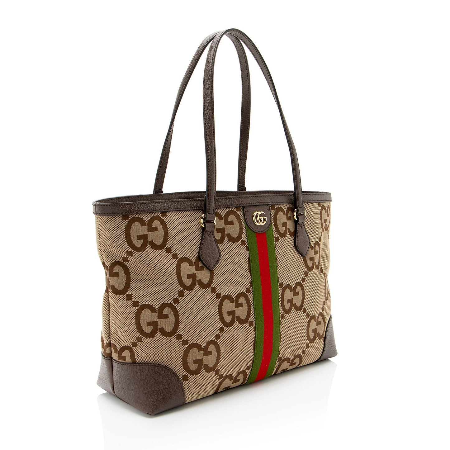 Gucci Jumbo GG Ophidia SHF-nLNam4 Leather Canvas Nylon Brown Tote Bag