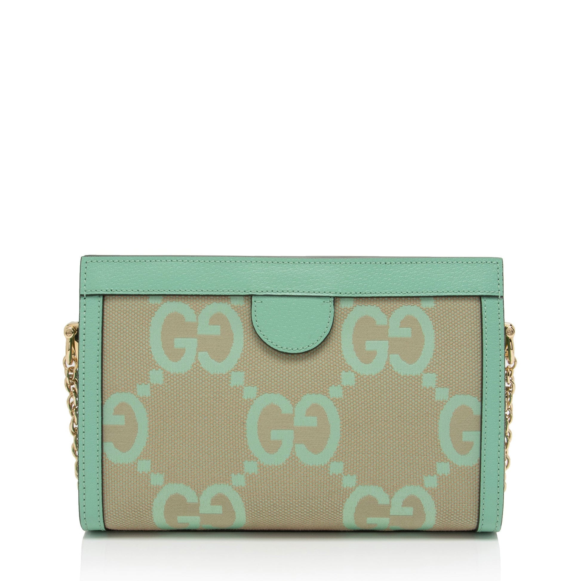 Gucci Jumbo GG Ophidia Chain Leather Canvas Beige Green Shoulder Bag