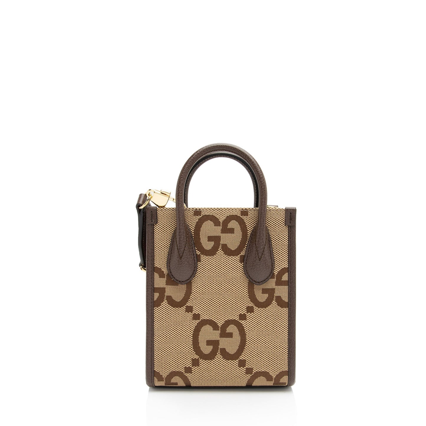 Gucci Jumbo GG Vertical SHF-WxnvE9 Leather Canvas Brown Mini Tote Bag