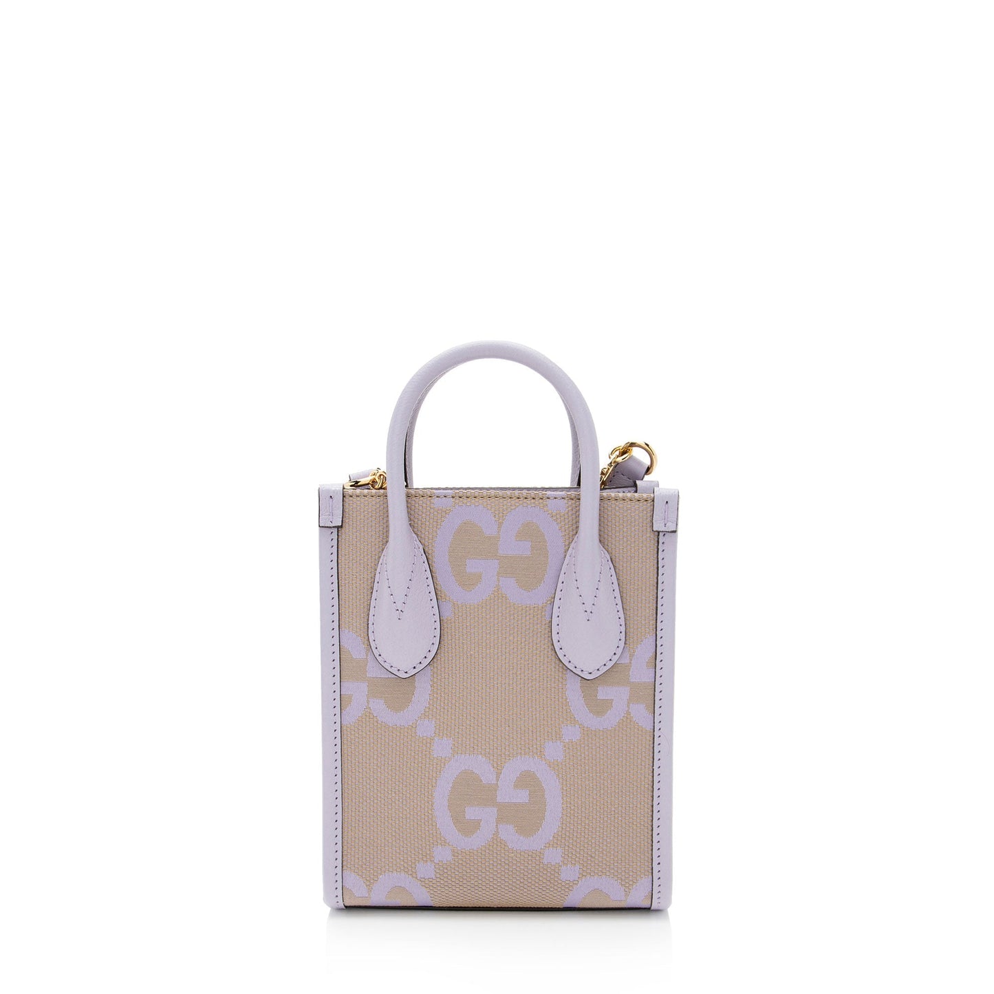 Gucci Jumbo GG Vertical Leather Canvas Brown Mini Tote Bag