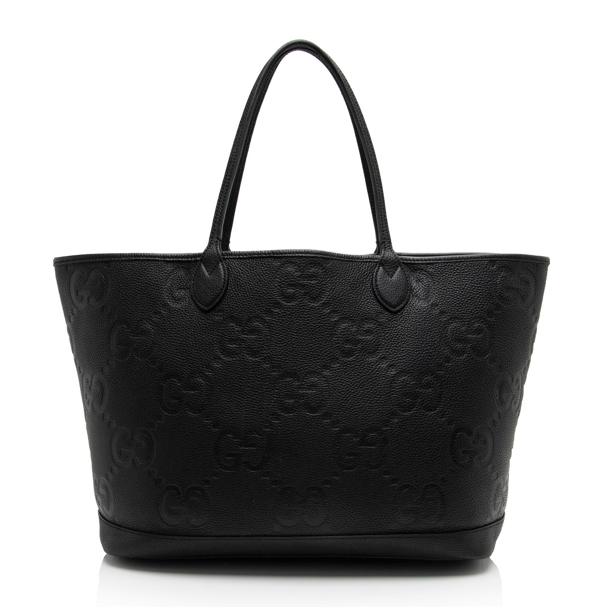 Gucci Jumbo GG SHF-LAljvZ Leather Black Large Tote Bag