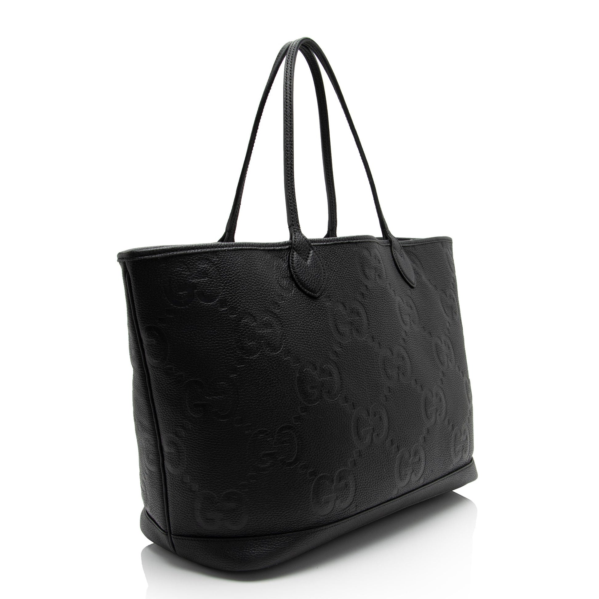 Gucci Jumbo GG SHF-LAljvZ Leather Black Large Tote Bag